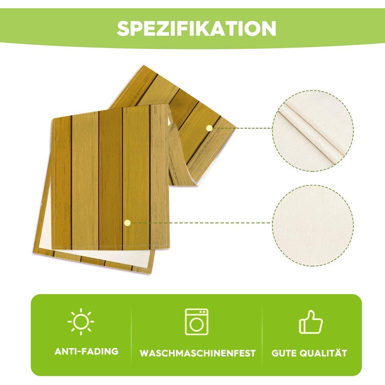 Tischläufer Planken Antik Rustikal Holz Küche Deko 40 x 180 cm Gelb