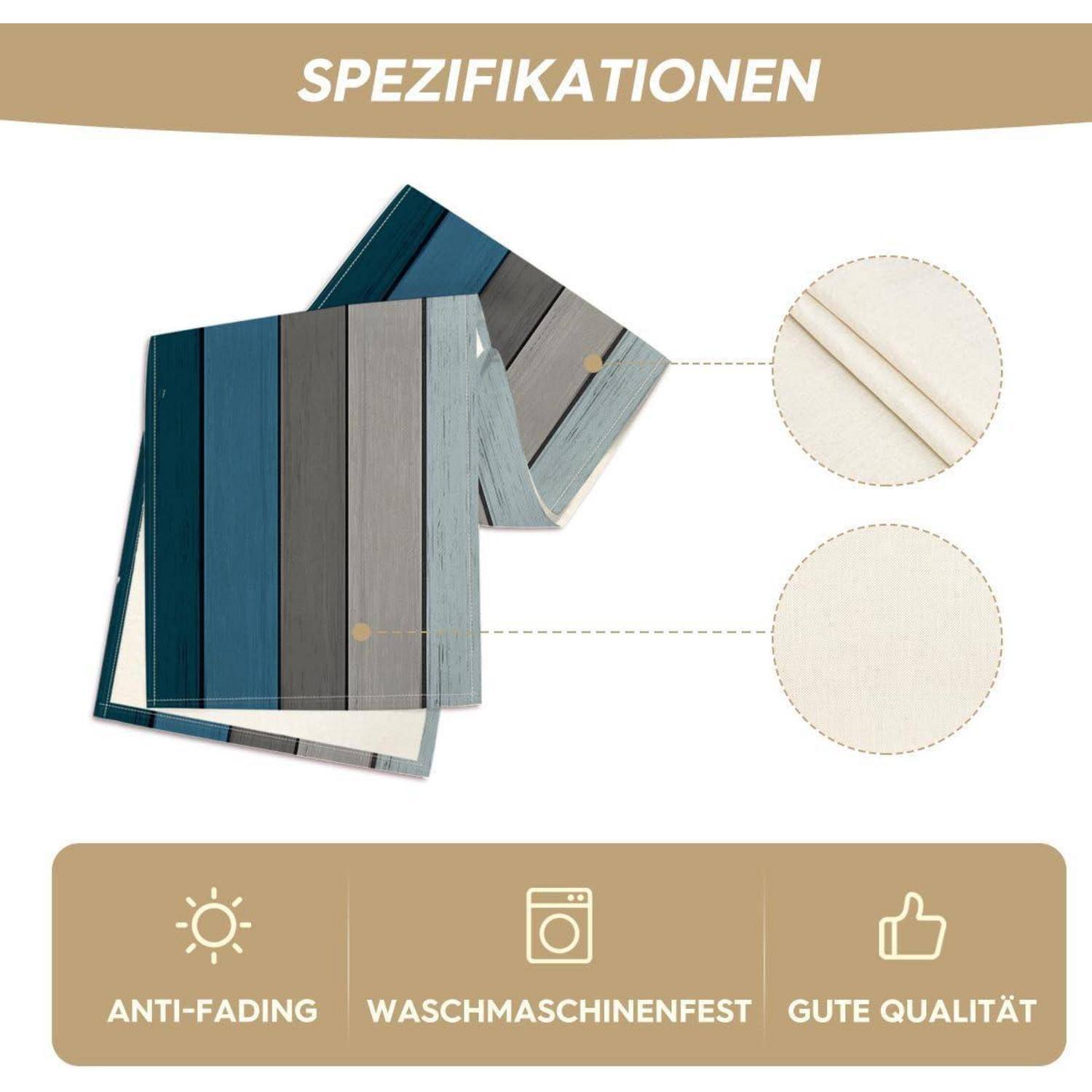 Tischläufer Holz Planken rustikal antik 40 x 140 cm Blau Grau