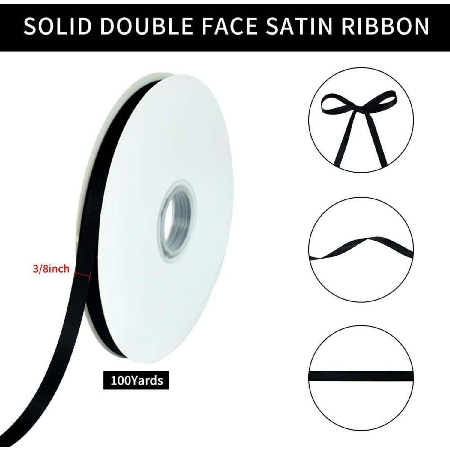 Satinband schwarz 10mm 91m Geschenkband 3/8 in x 100 yds Black