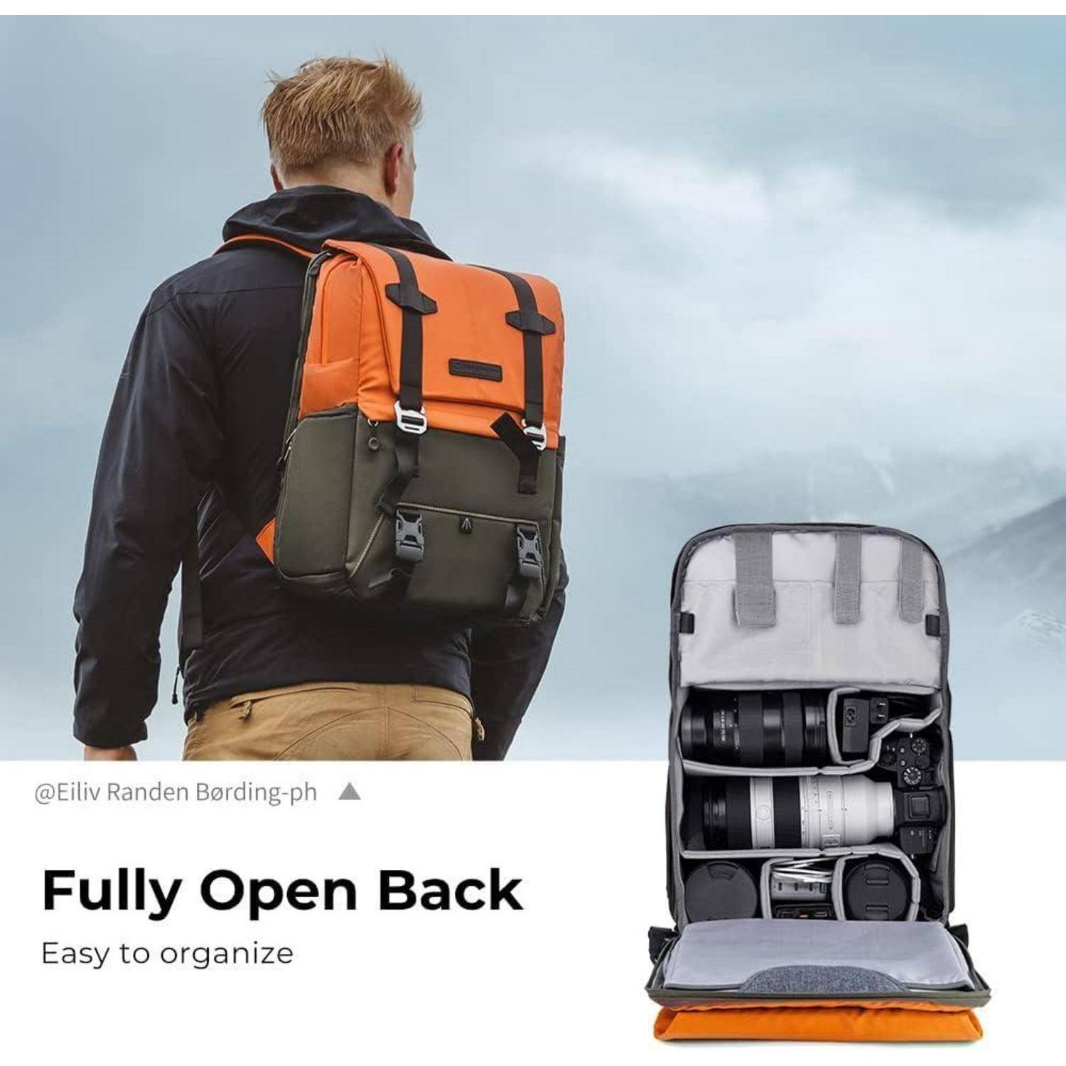 Kamerarucksack 20L Laptopfach 15,6Zoll Regenschutz D-lebendiges orange