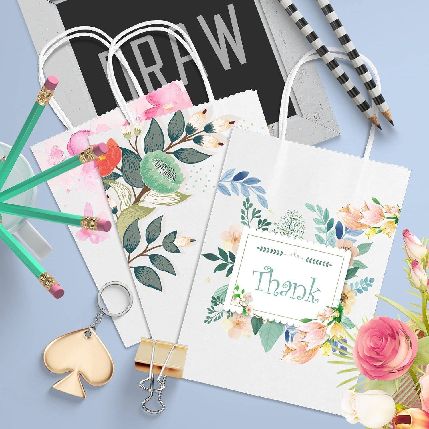 Papiertüten 100Stk Henkel Kraftpapier Geschenktüten Weiß
