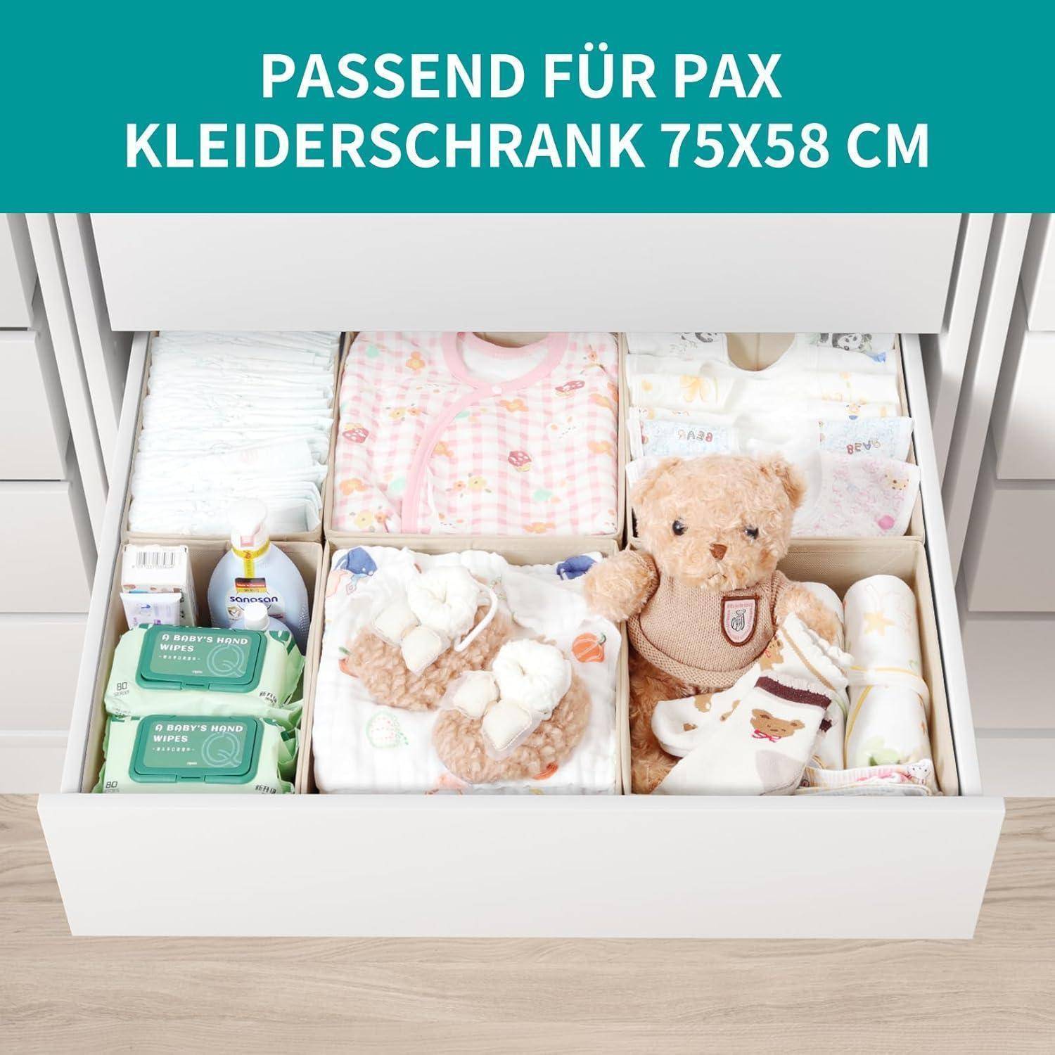 Schubladen Organizer 6er Set Beige für Pax Schrank 75x58