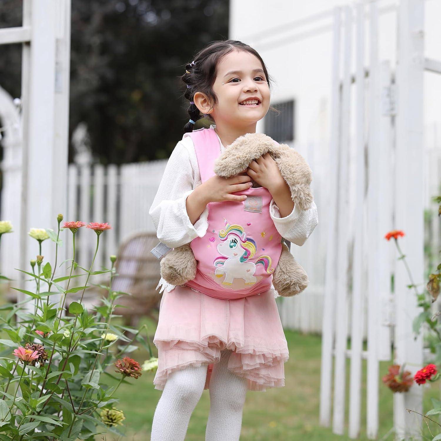 Puppentrage Babytrage Bauchtrage Puppen Spielzeug Bestickt Rosa