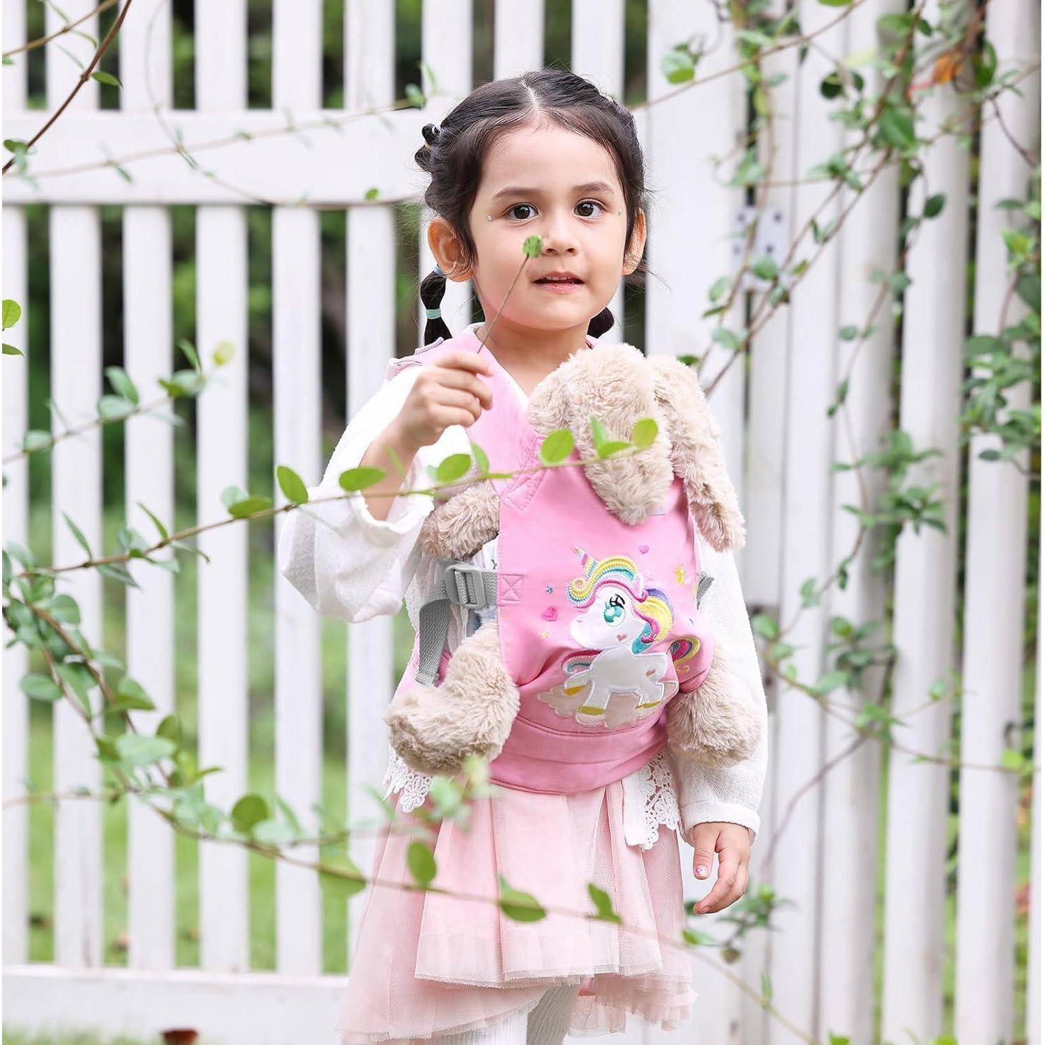 Puppentrage Babytrage Bauchtrage Puppen Spielzeug Bestickt Rosa