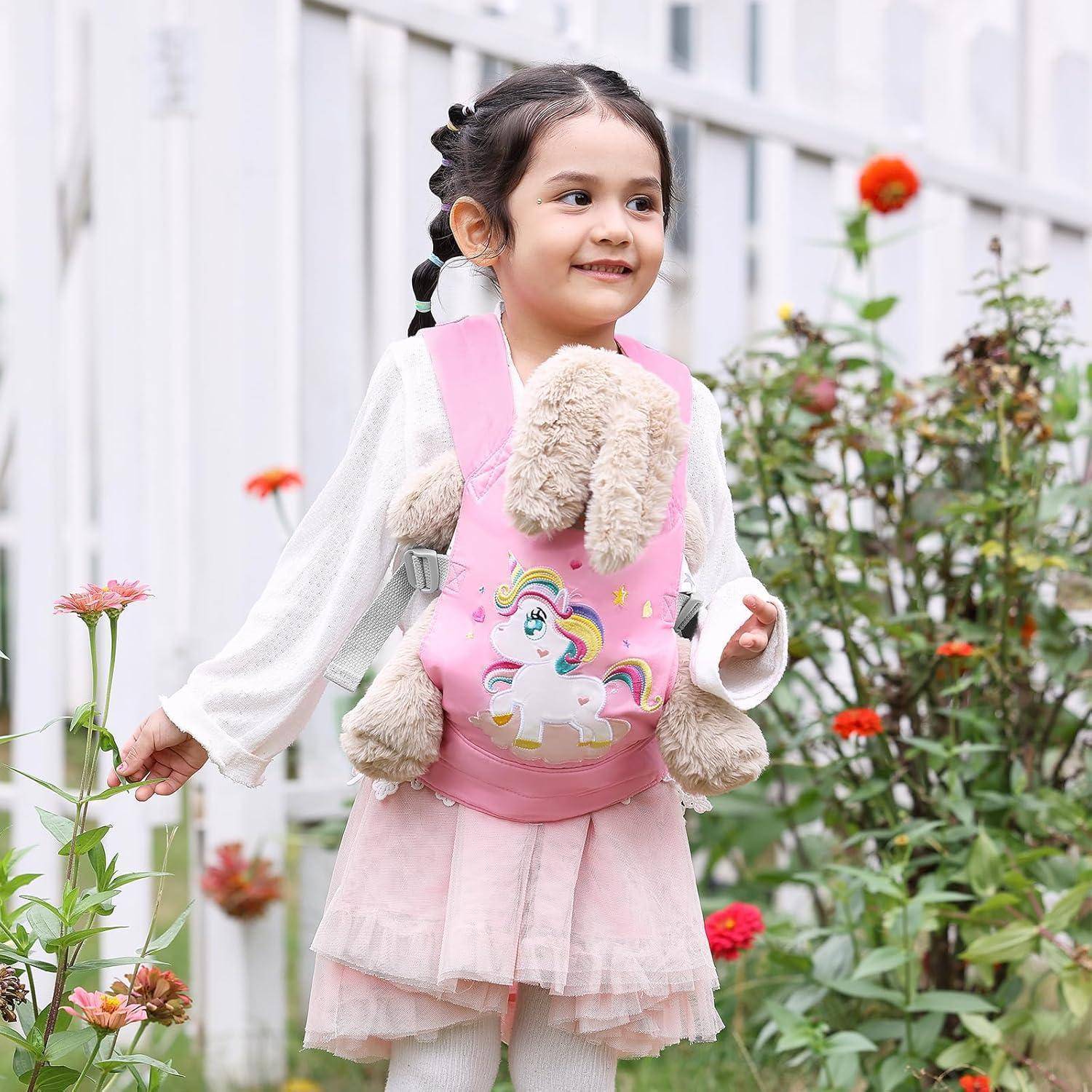 Puppentrage Babytrage Bauchtrage Puppen Spielzeug Bestickt Rosa