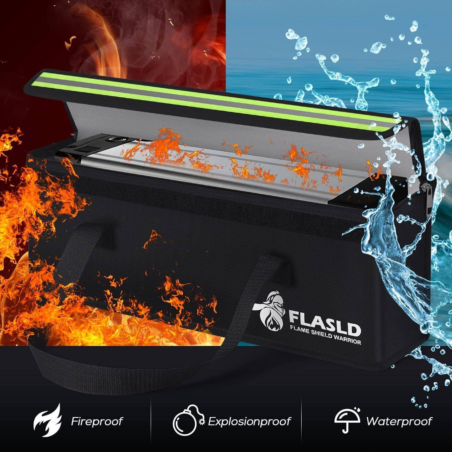 Ein Schutzbeutel mit der Aufschrift „FLASLD Flame Shield Warrior