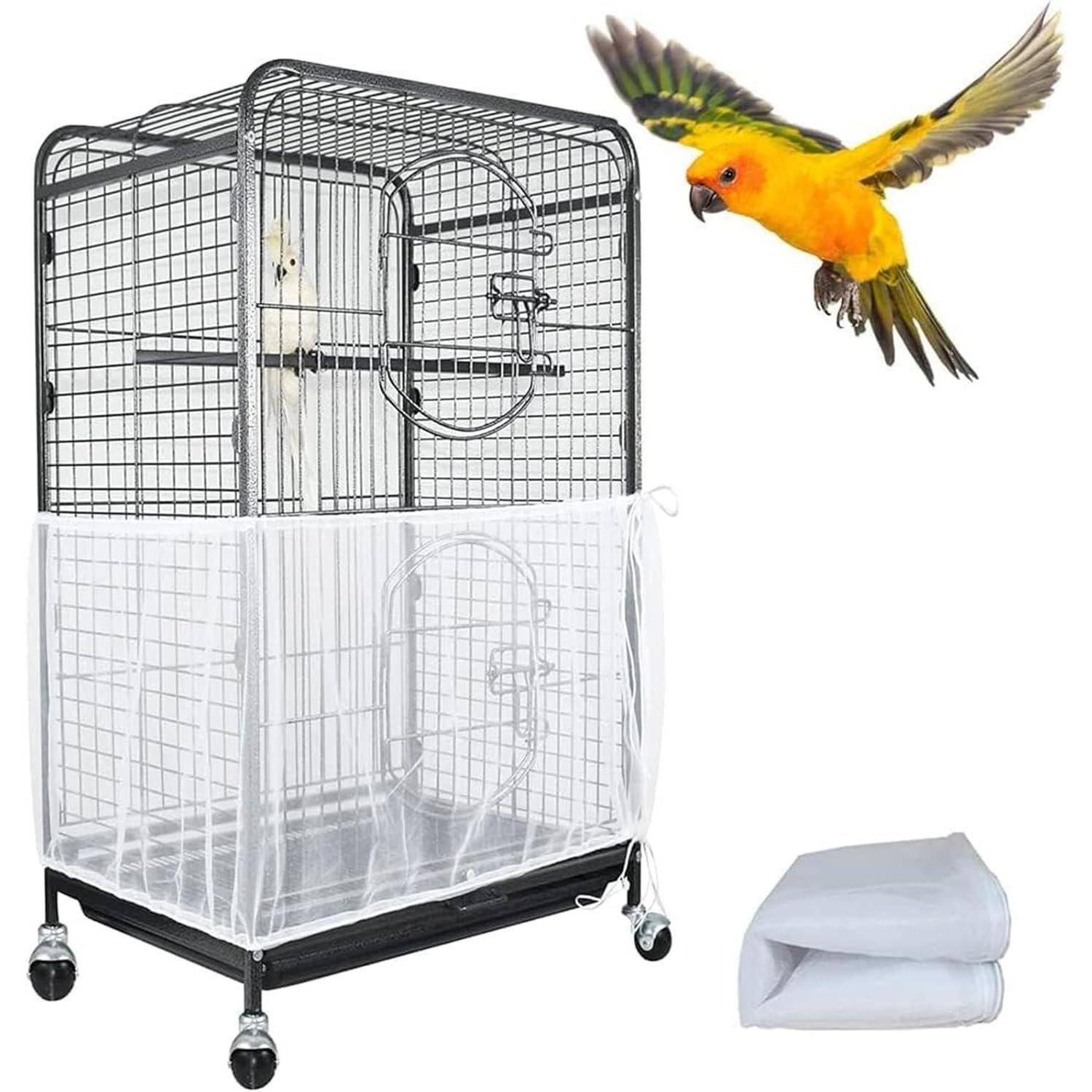 Vogelkäfigabdeckung Maschennetz Nylon Weiß 1 Stück (1er Pack)