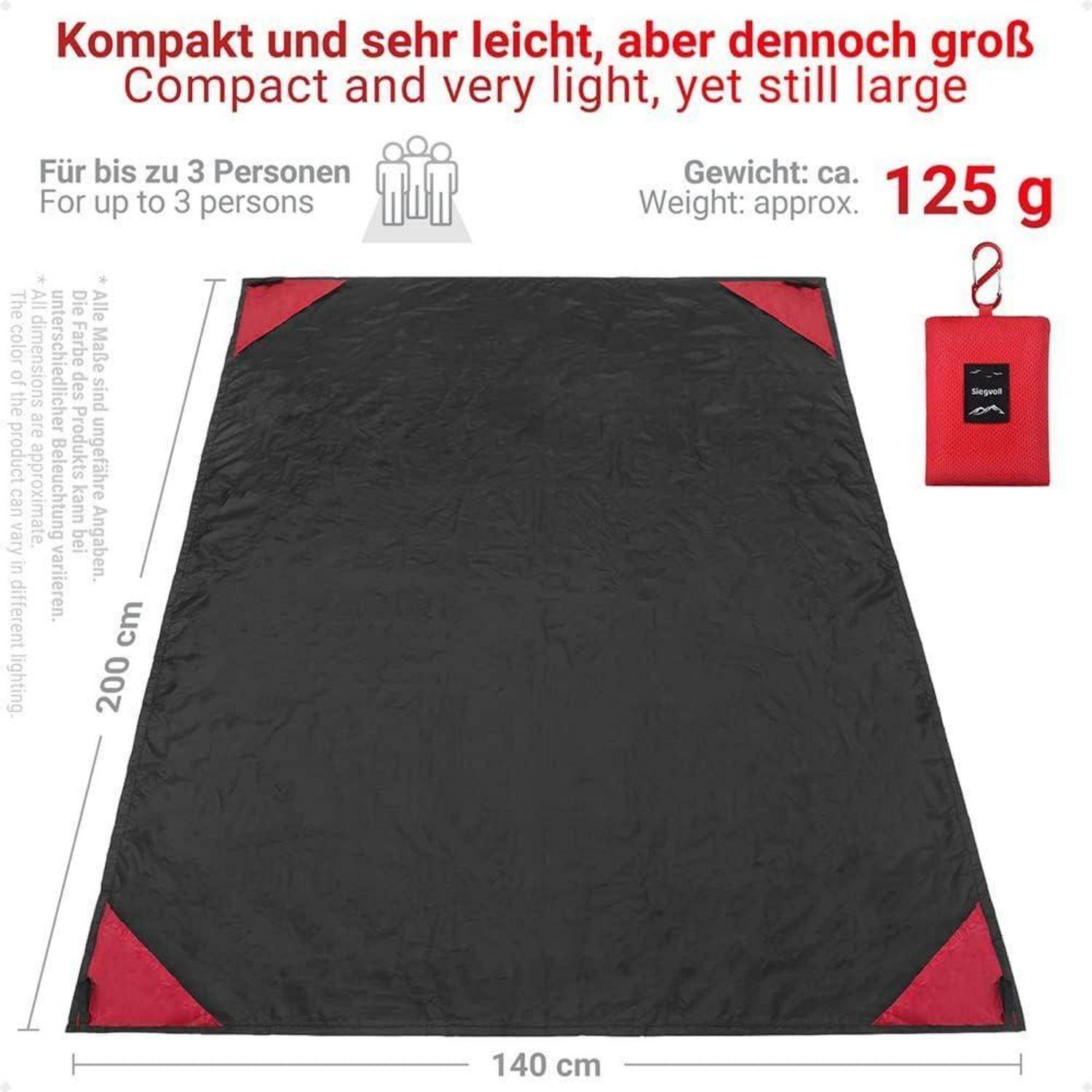 Picknickdecke Ultraleicht Karabiner Color 1 Schwarz 140 x 200cm