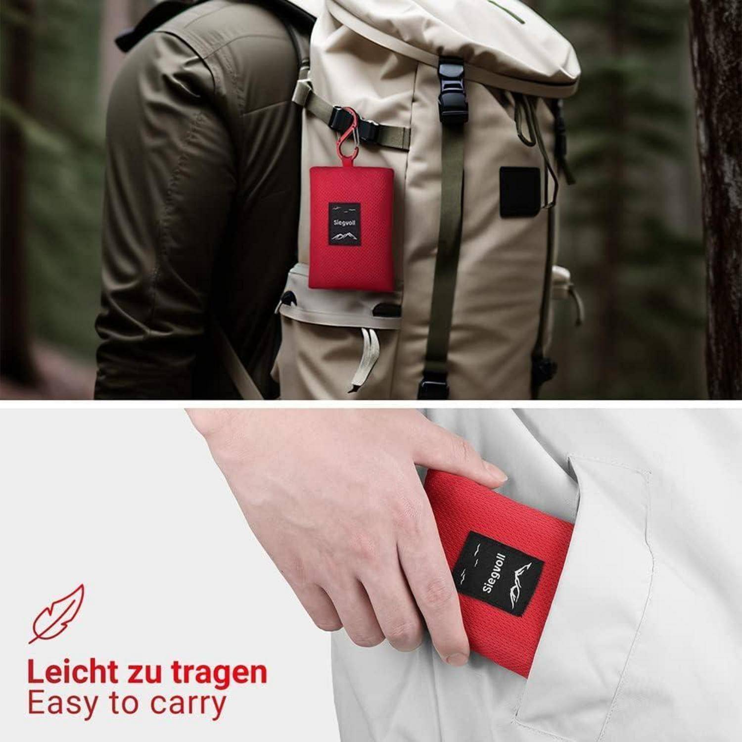 Picknickdecke Ultraleicht Karabiner Color 1 Schwarz 140 x 200cm
