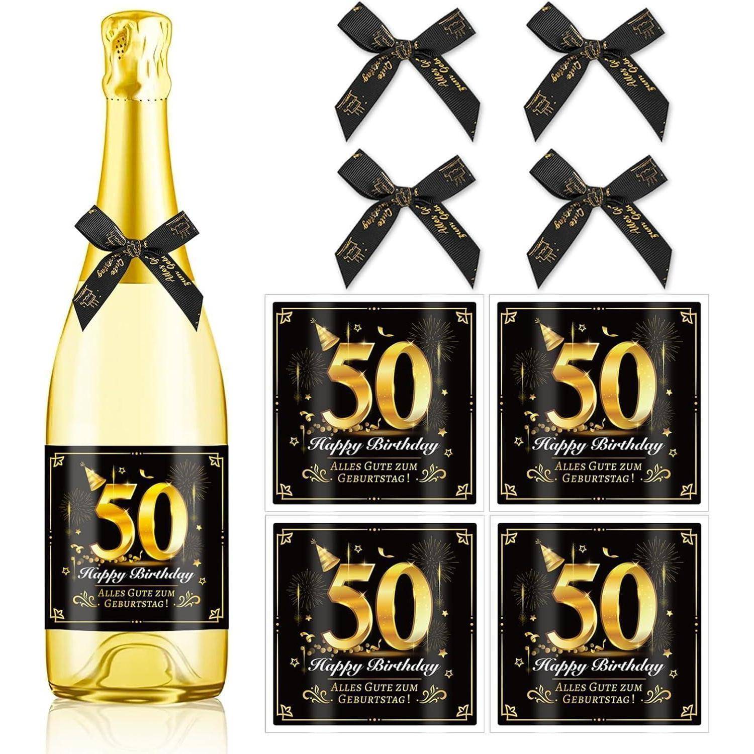 Flaschenetikett selbstklebend Schleife Geburtstag 50. Geburtstag