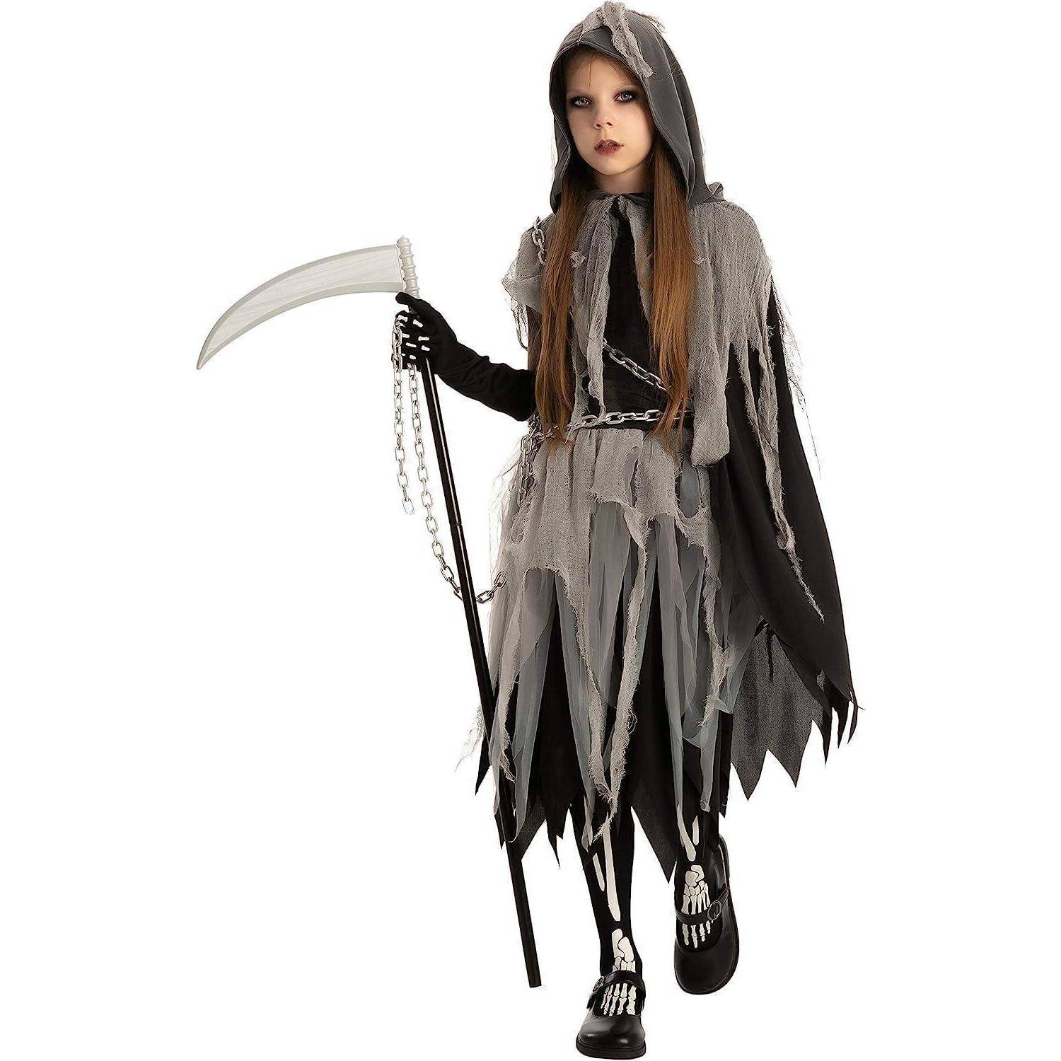 Kostüm Sensenmann Kinder Mädchen Halloween Cosplay Small (5 - 7 Jahre)