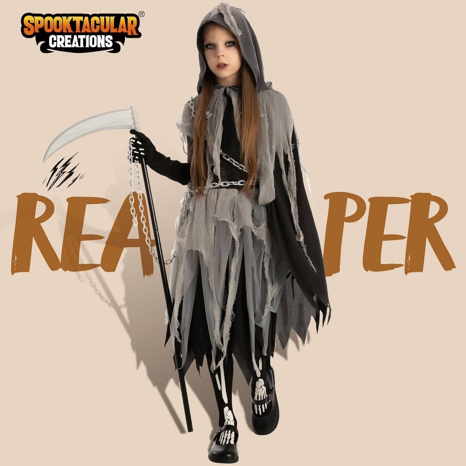 Kostüm Sensenmann Kinder Mädchen Halloween Cosplay Small (5 - 7 Jahre)
