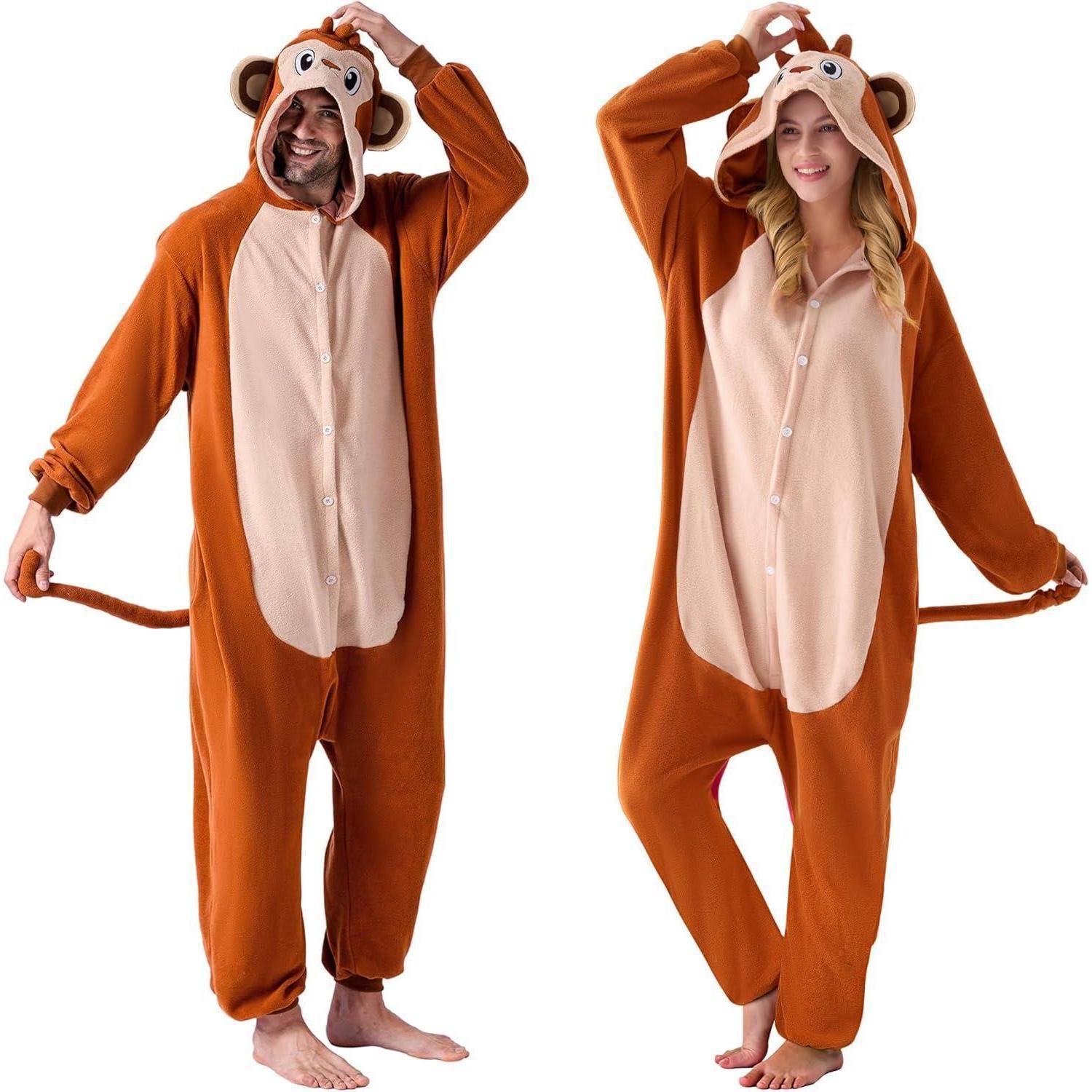 Onesie Unisex Erwachsene Plüsch Affe Tier Kostüm S Orange