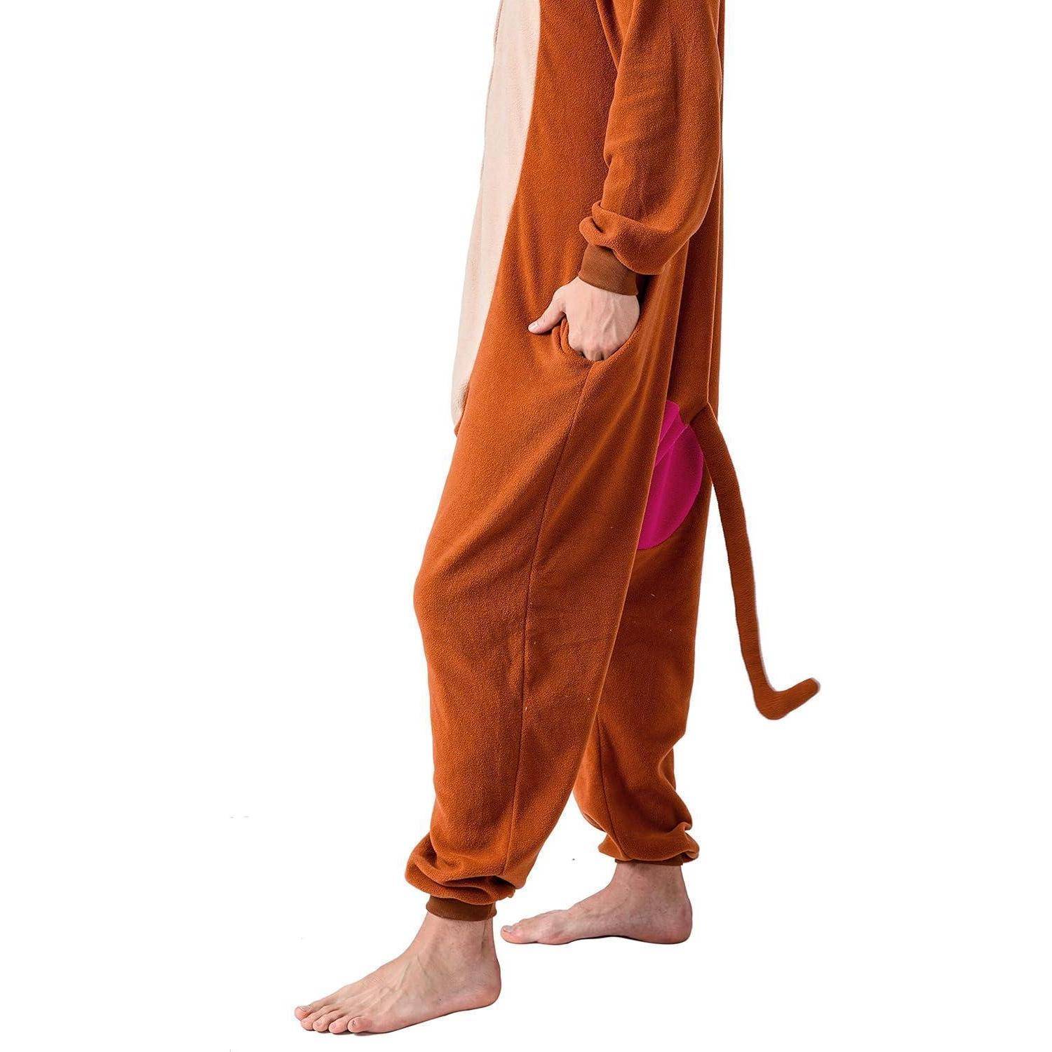 Onesie Unisex Erwachsene Plüsch Affe Tier Kostüm S Orange