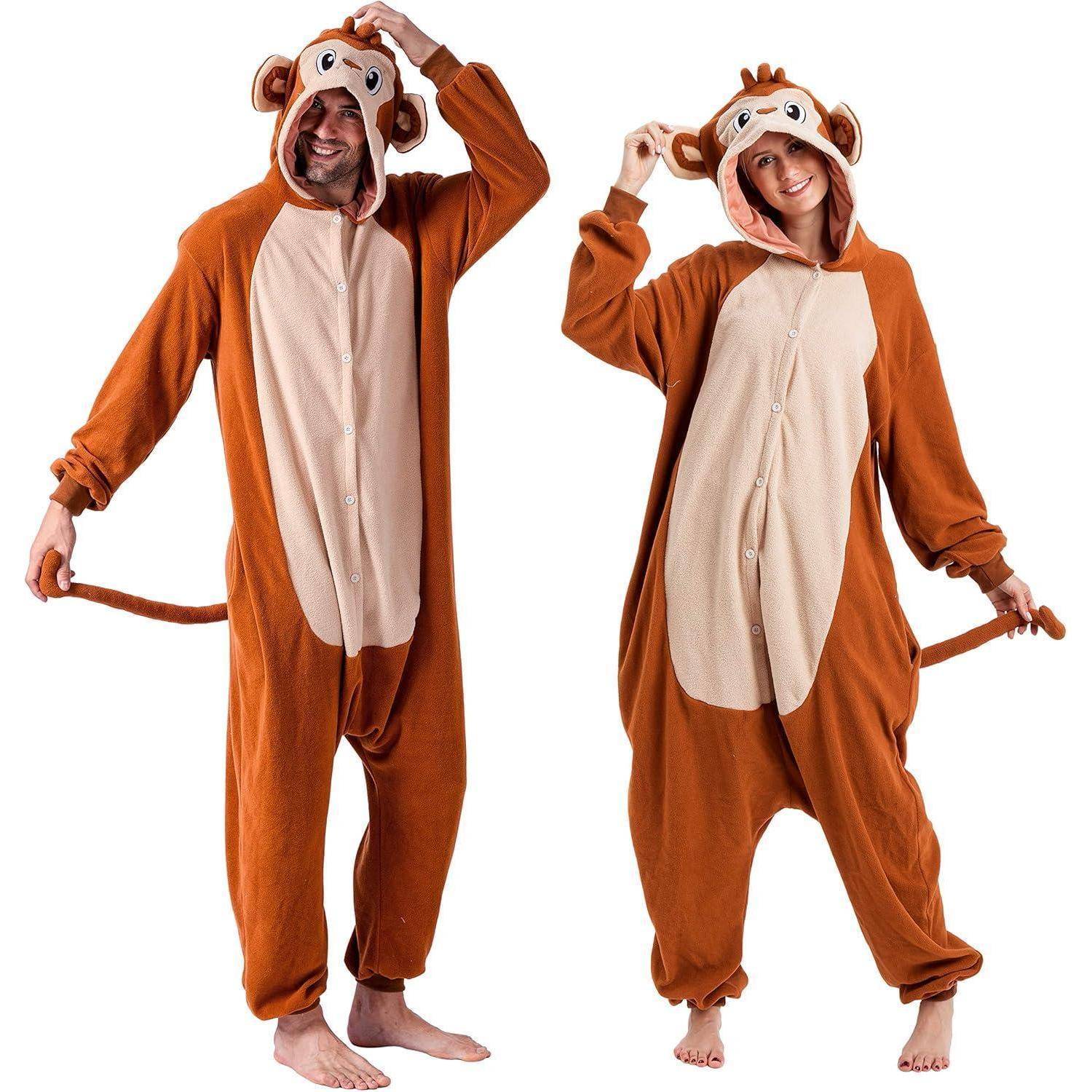 Onesie Unisex Erwachsene Plüsch Affe Tier Kostüm S Orange