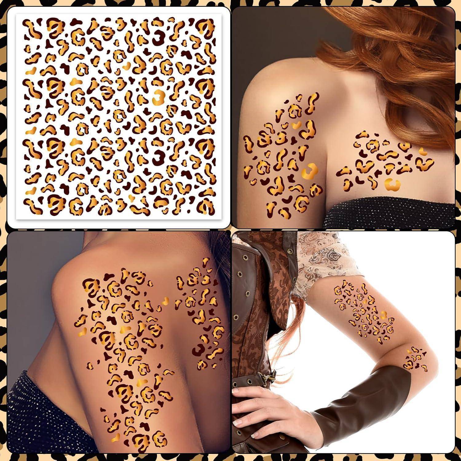 Gesichtstattoo Leopard temporäre 4 Bogen Karneval Halloween mehrfarbig