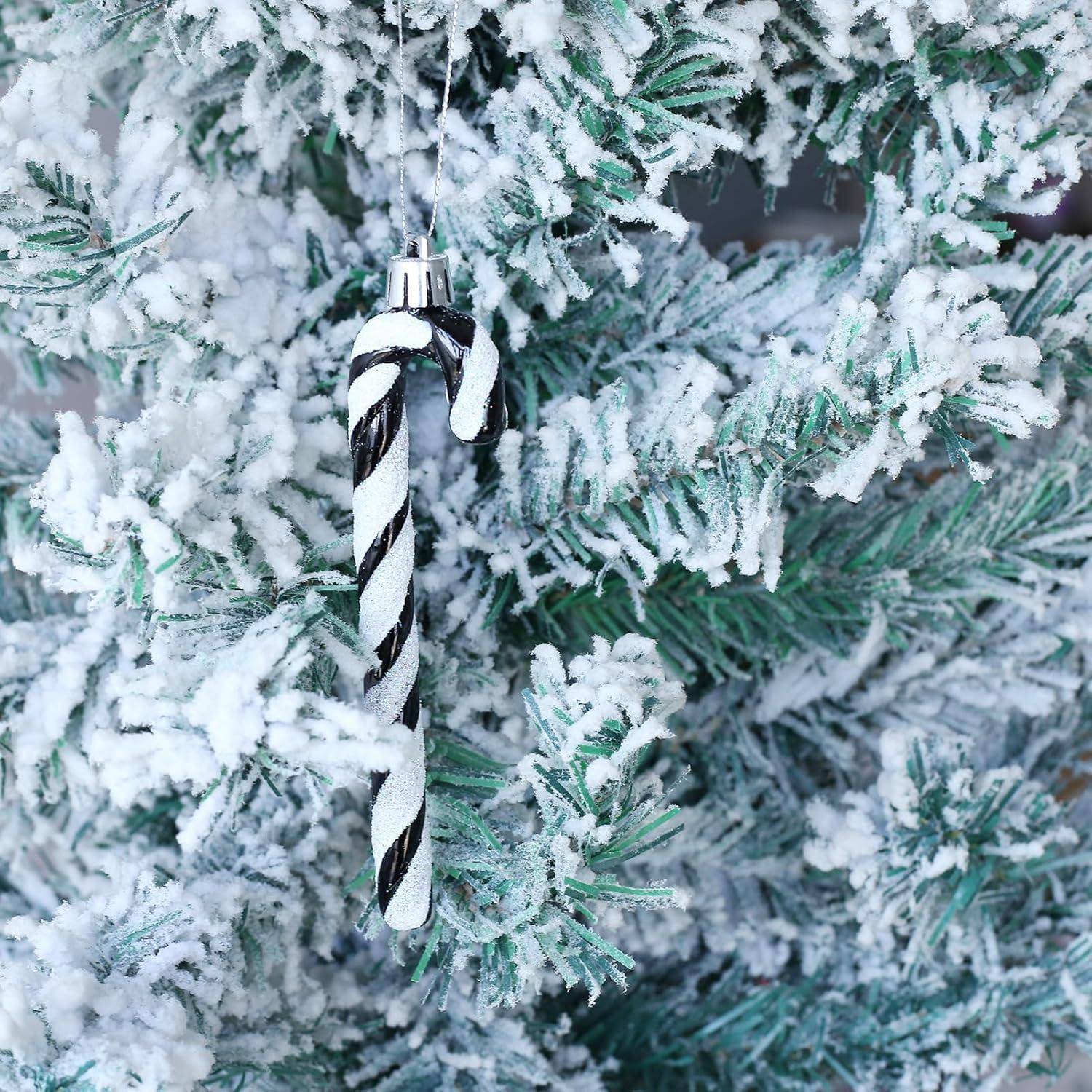 Weihnachtsbaumschmuck Zuckerstangen Anhänger schwarz 12pcs White-black