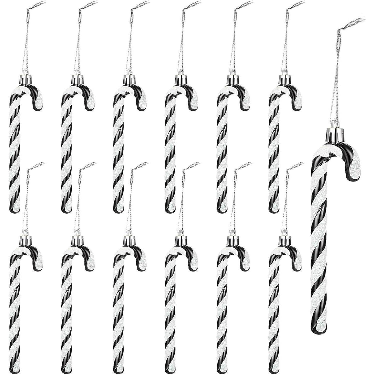 Weihnachtsbaumschmuck Zuckerstangen Anhänger schwarz 12pcs White-black