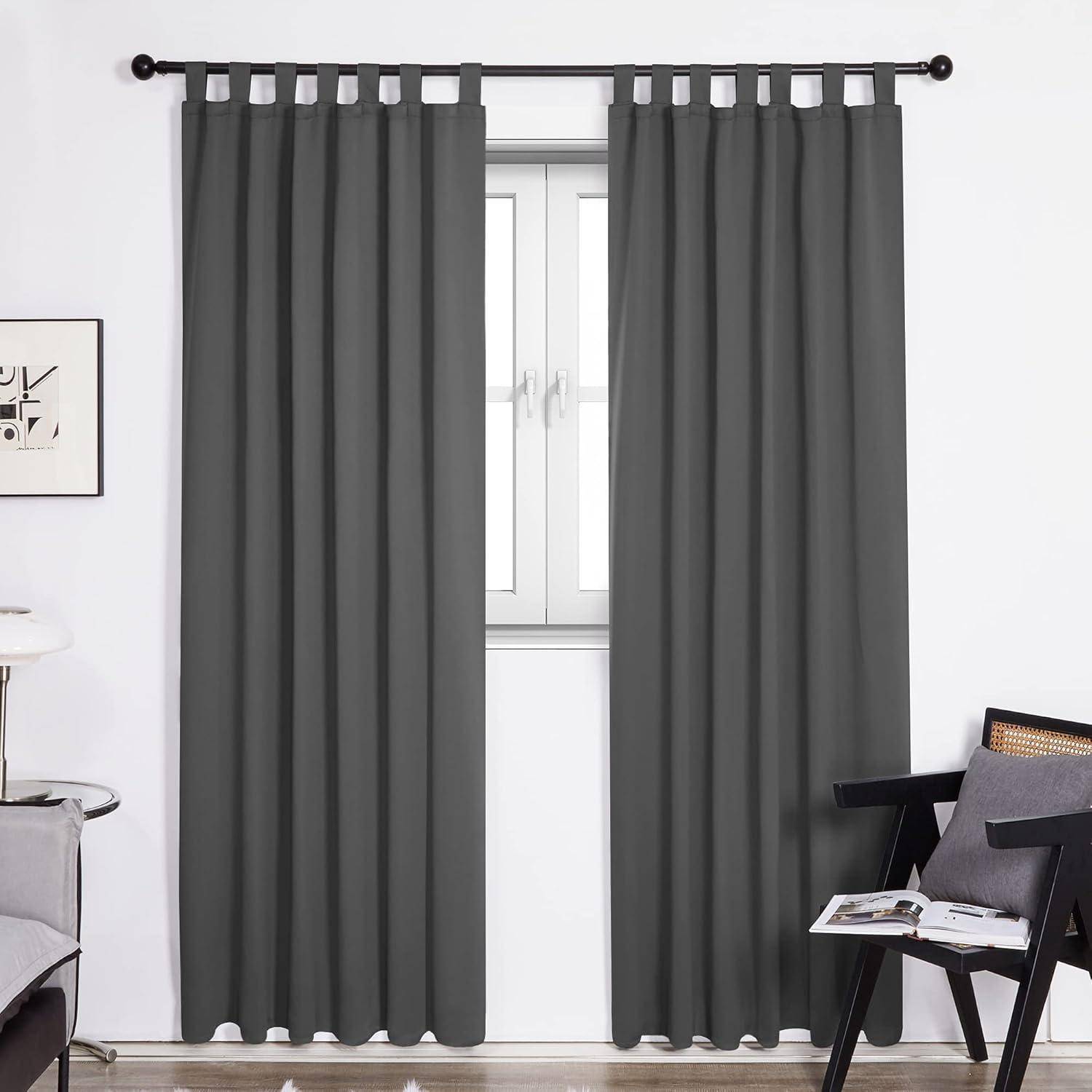 Thermovorhänge Blickdicht H290 x B140 cm (2er Pack) Dunkelgrau