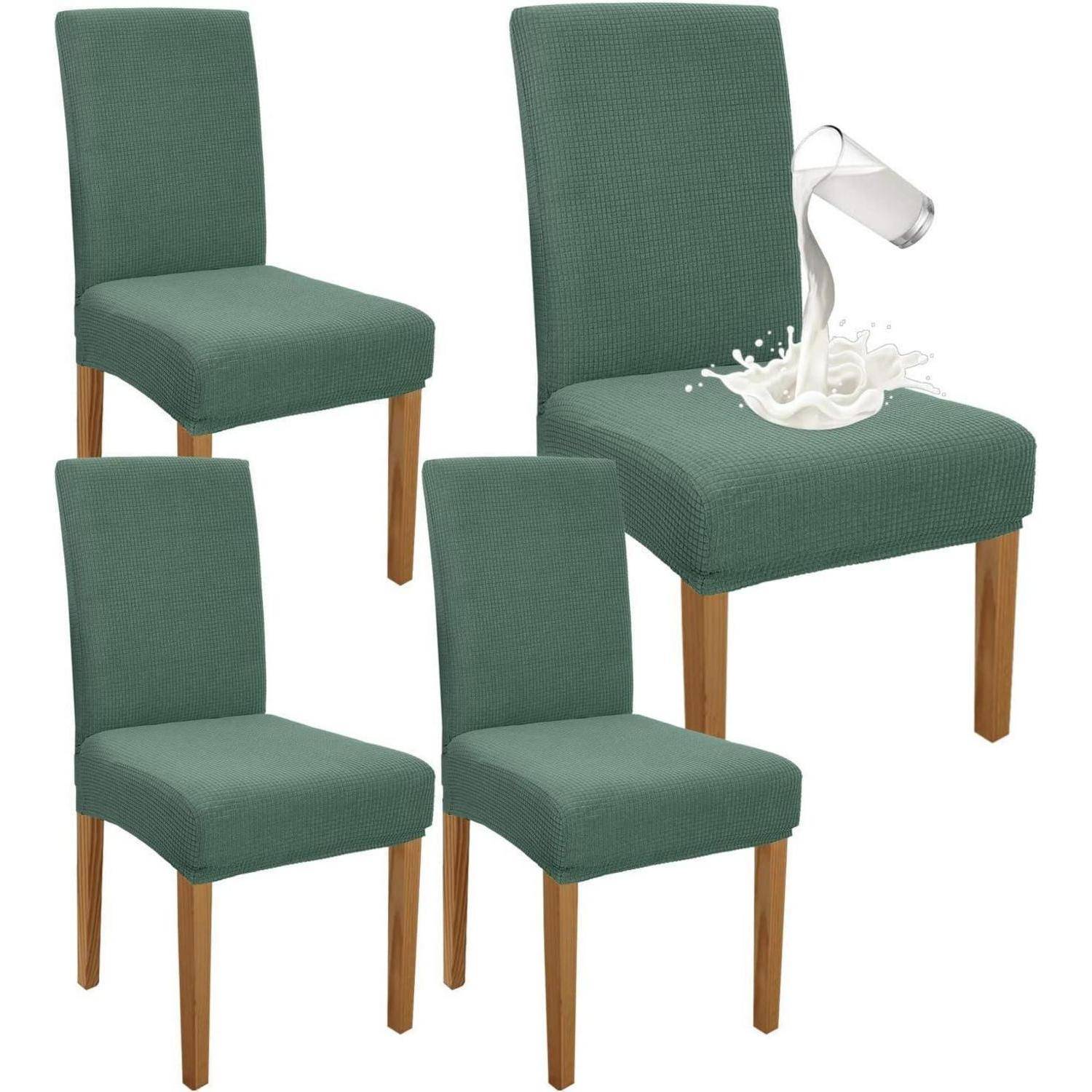 Stuhlhussen Wasserdicht Stretch Esszimmer 4er Set Matcha Grün
