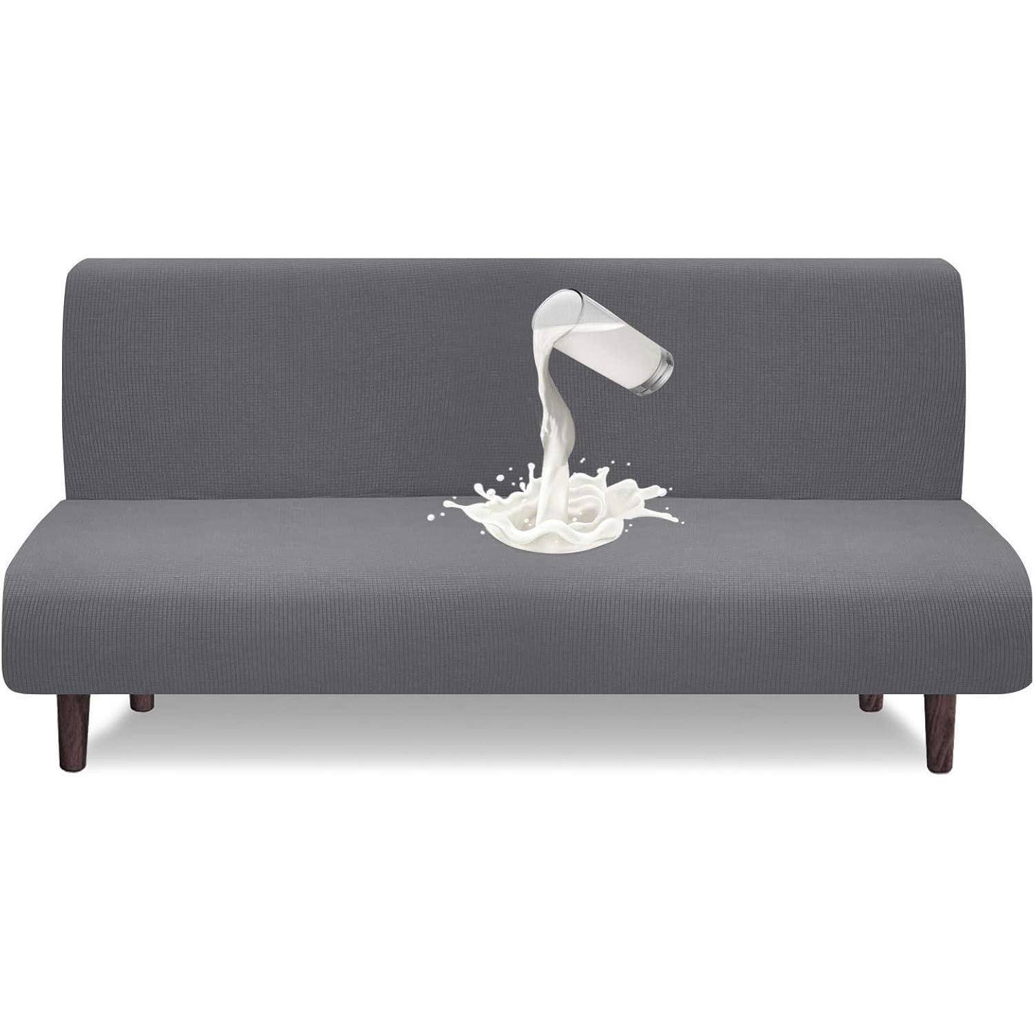 Futonbezug wasserdicht armlos Stretch Antirutsch Schlafsofa Hellgrau