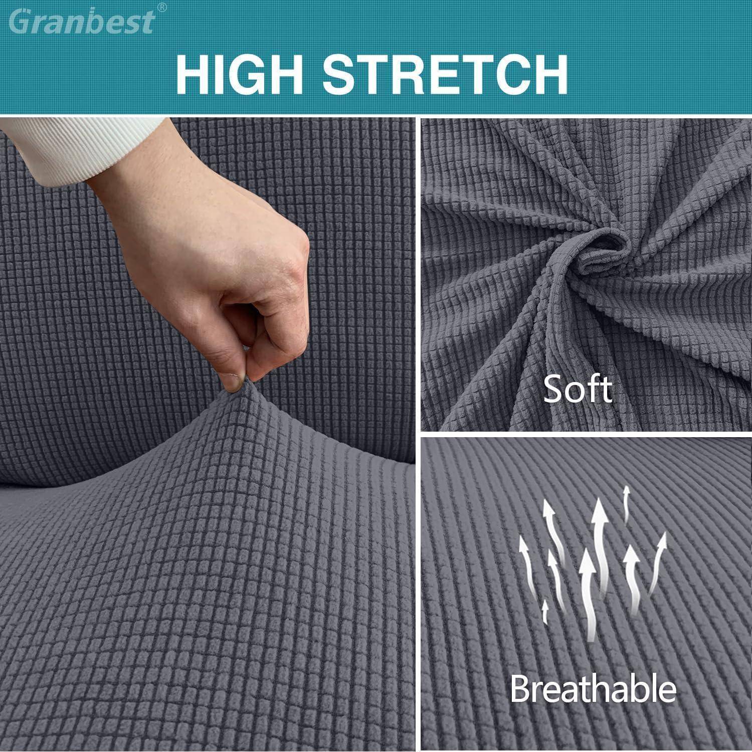 Stretch Stuhlhussen Jacquard Esszimmerstühle Abnehmbare Bezüge Grau