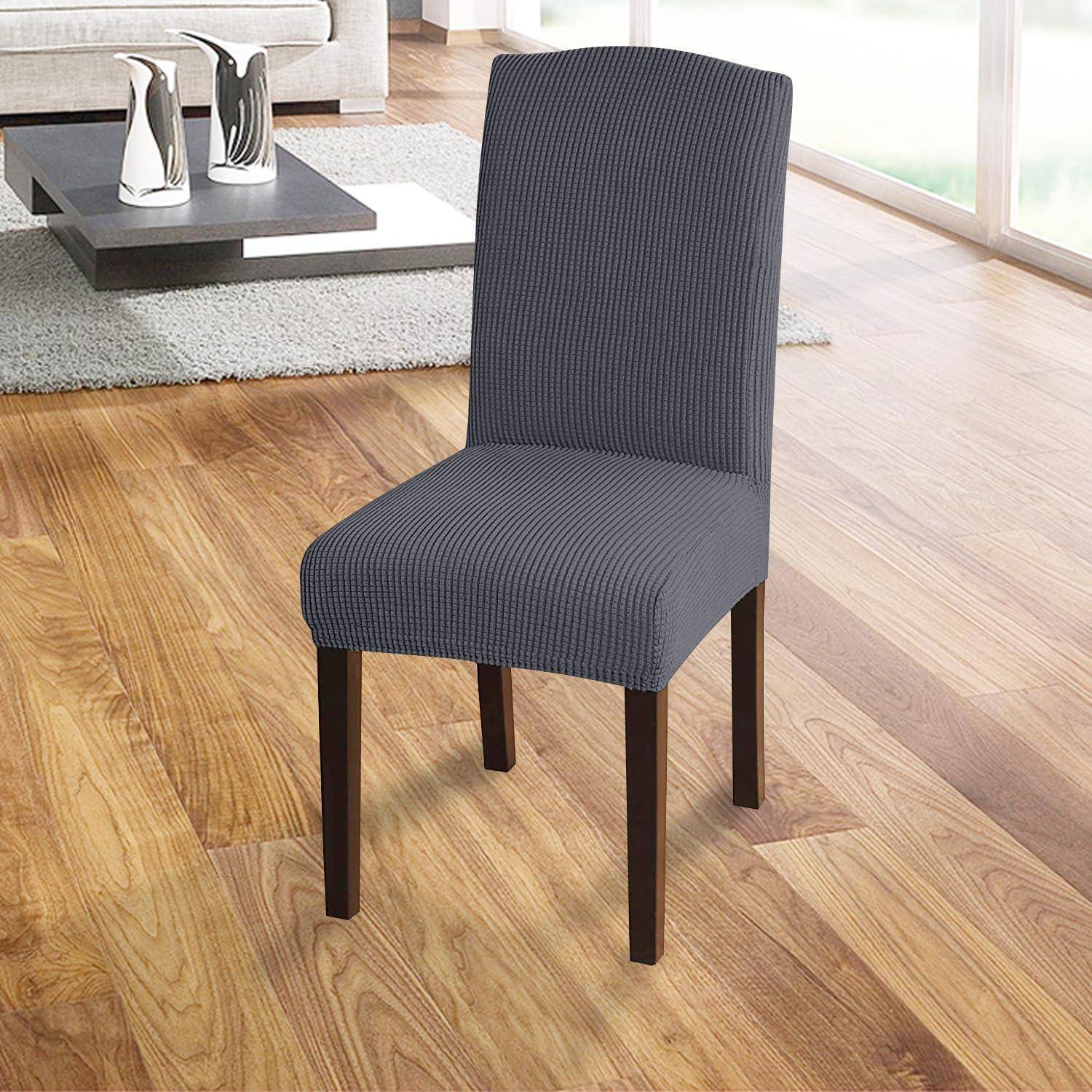 Stretch Stuhlhussen Jacquard Esszimmerstühle Abnehmbare Bezüge Grau