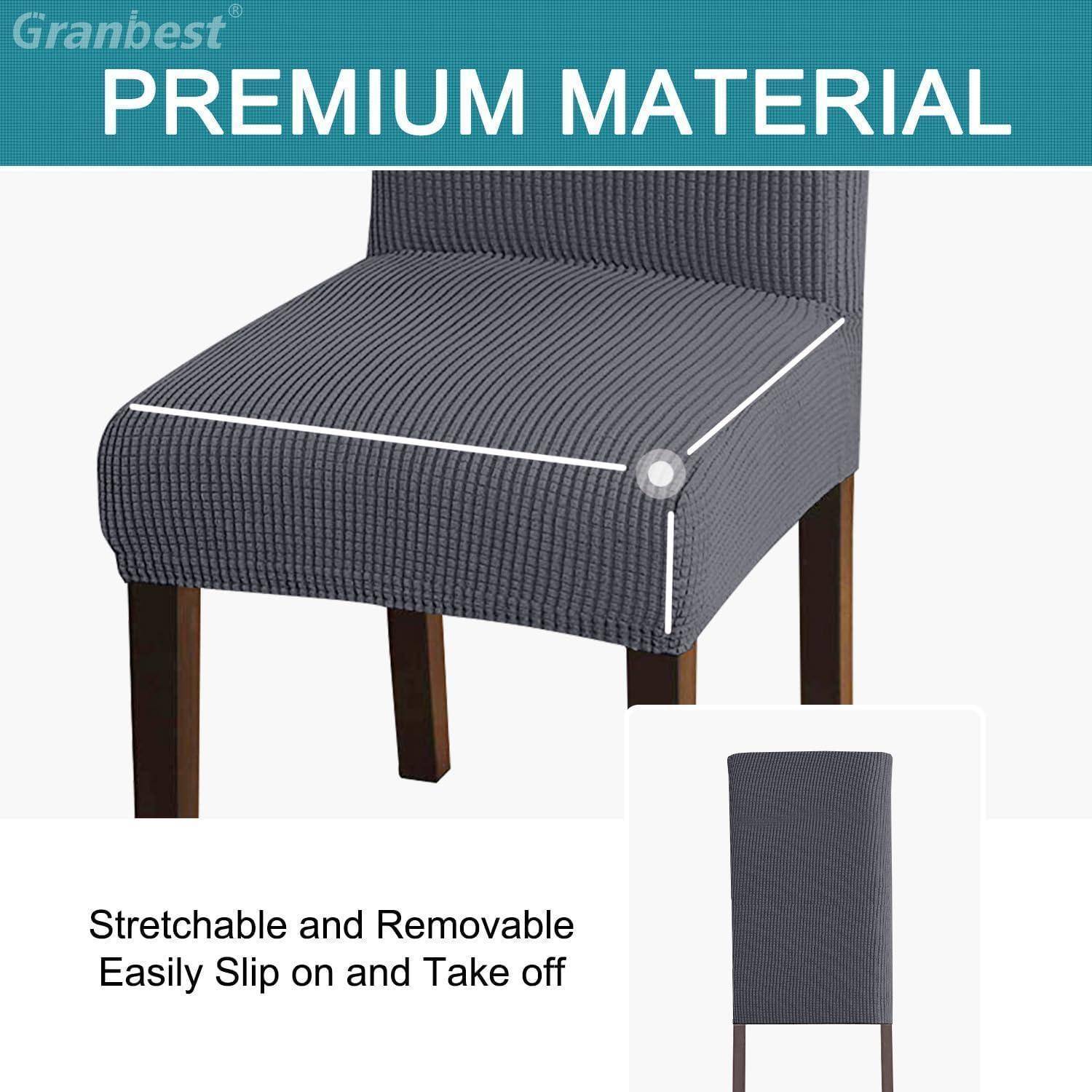 Stretch Stuhlhussen Jacquard Esszimmerstühle Abnehmbare Bezüge Grau