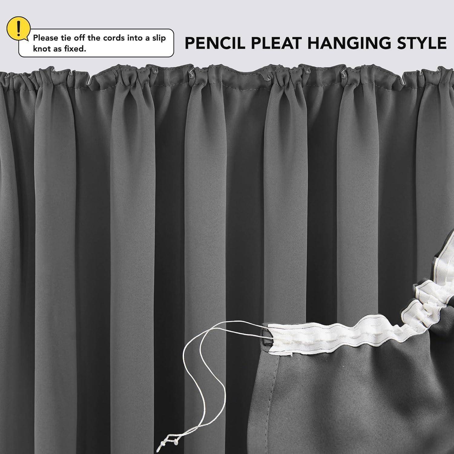 Vorhänge Verdunkelung Kräuselband H245 x B140 cm (2er Pack) Hellgrau