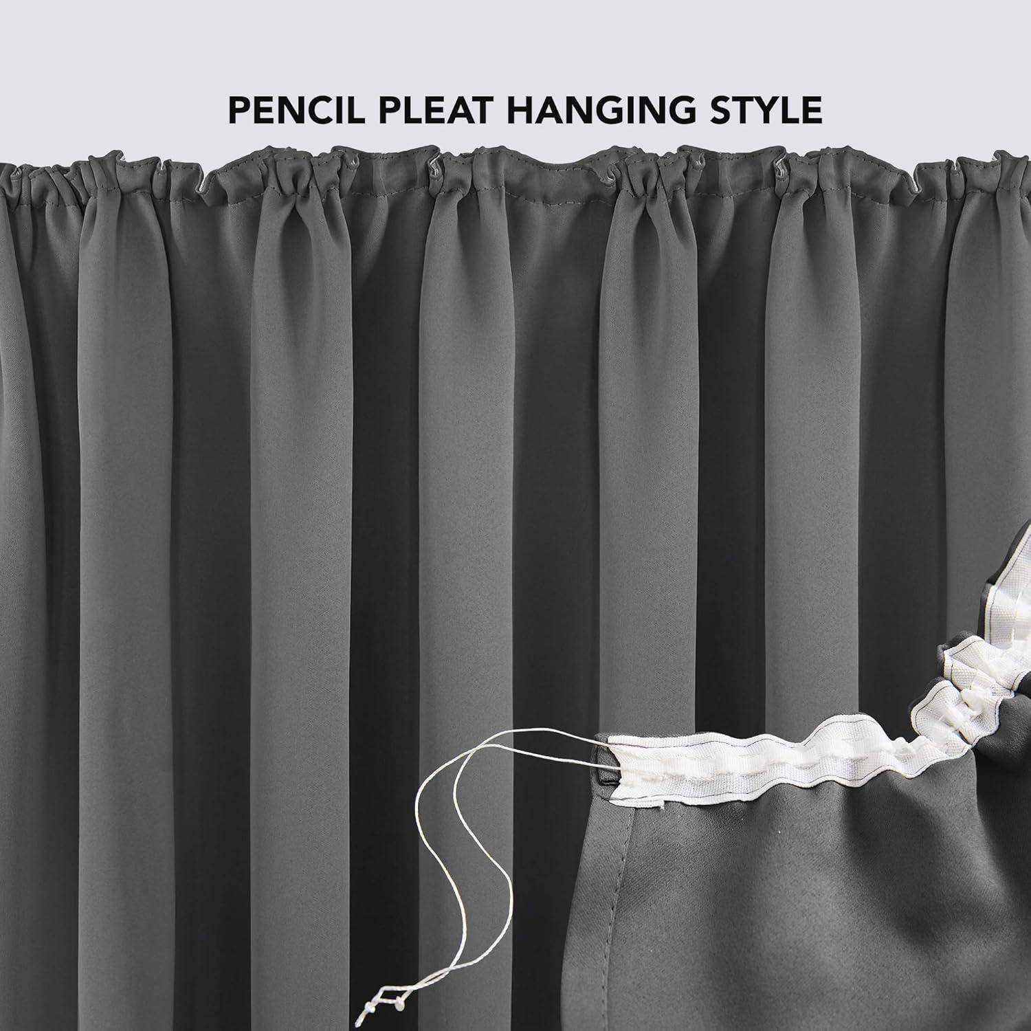 Vorhänge Verdunkelung Kräuselband H245 x B140 cm (2er Pack) Hellgrau
