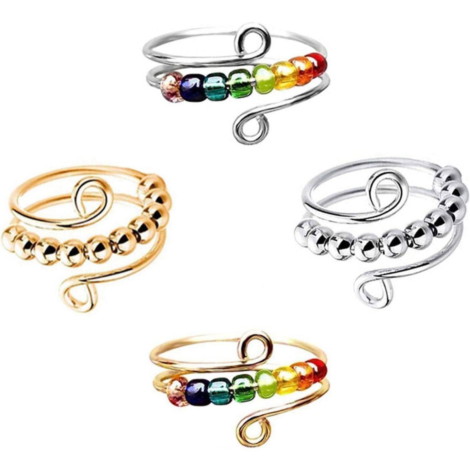 Antistressring Fidget Anxiety Spinning Perlen Mädchen Frauen 4 Stück