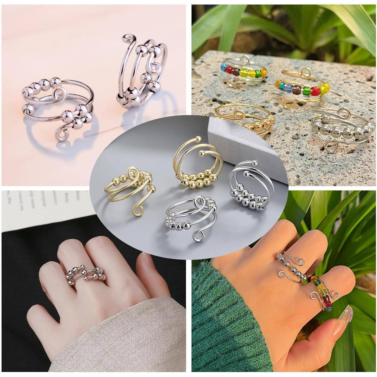 Antistressring Fidget Anxiety Spinning Perlen Mädchen Frauen 4 Stück