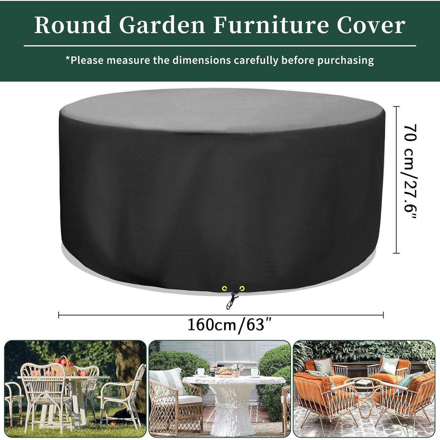 Abdeckung Gartenmöbel 420D Oxford Wasserdicht 160x70cm UV Ø163x70cm