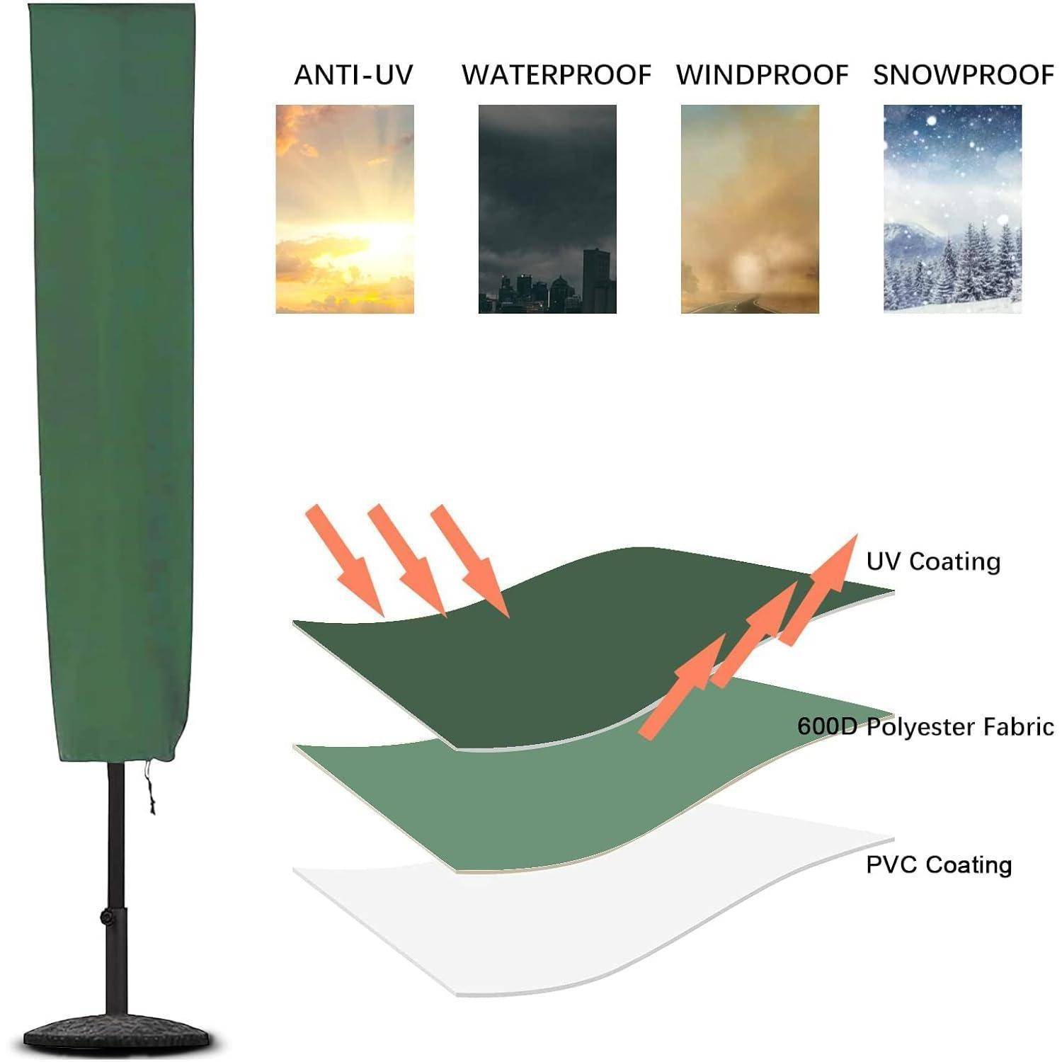 Sonnenschirm Abdeckung 600D Oxford PVC wasserdicht Grün 153x30x30cm