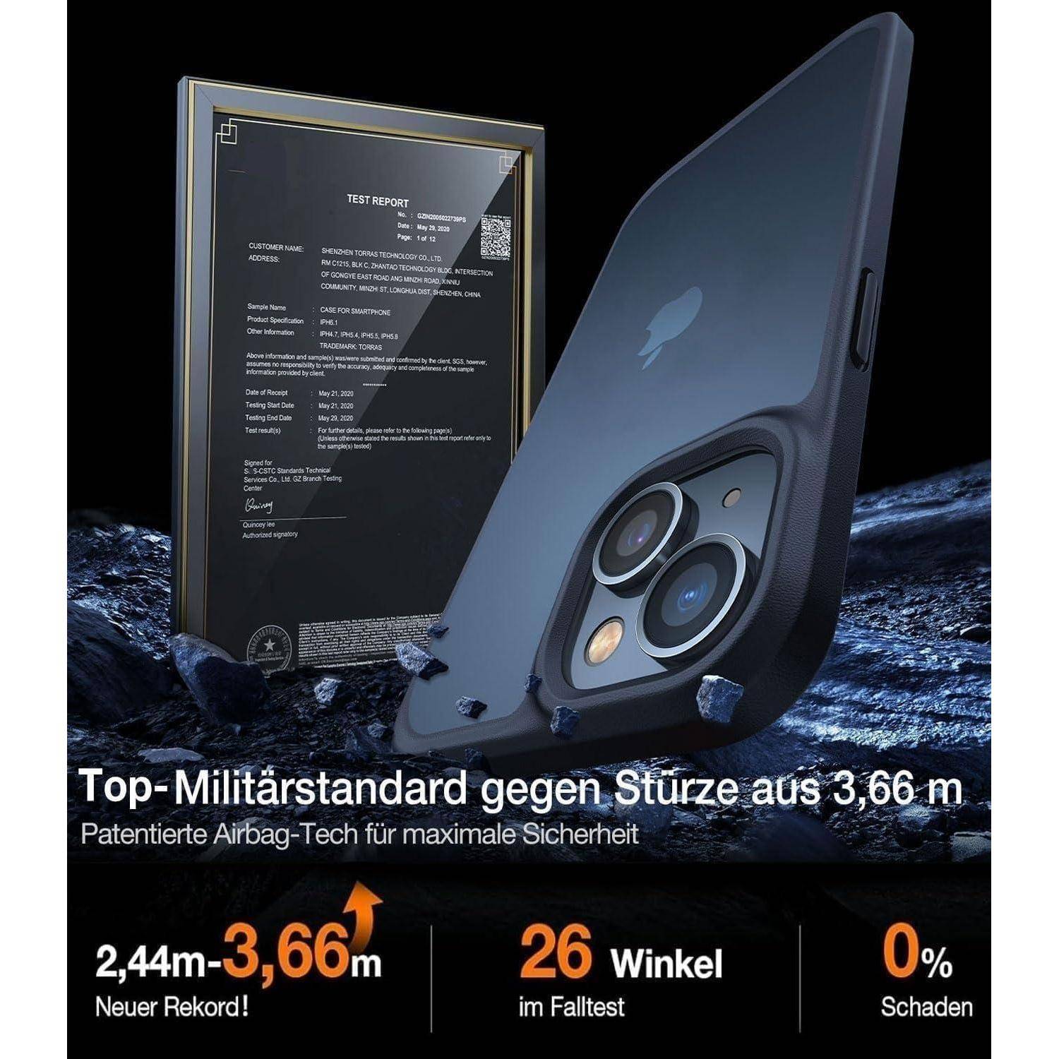 Hülle iPhone 13 Stoßfest Kratzfest Militärschutz iPhone 13 Schwarz