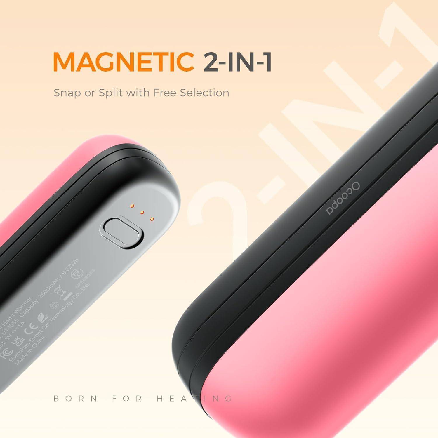Handwärmer UT2S Mini 5200mAh Magnetisch 2er schwarz rosa
