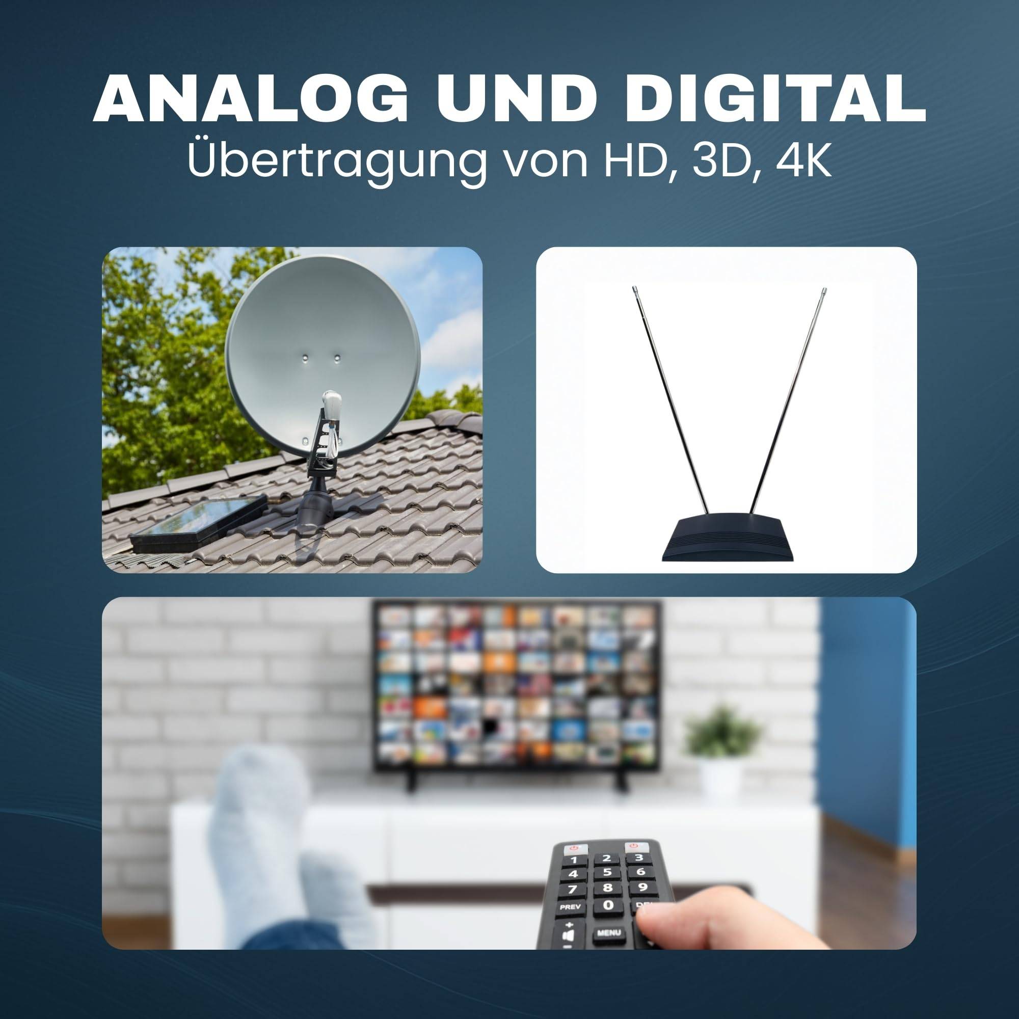 4-fach Sat Splitter 80dB Verstärker Antennenverteiler Weiche DVB-S2 DVB-T2 Signalverstärker Antennenverstärker