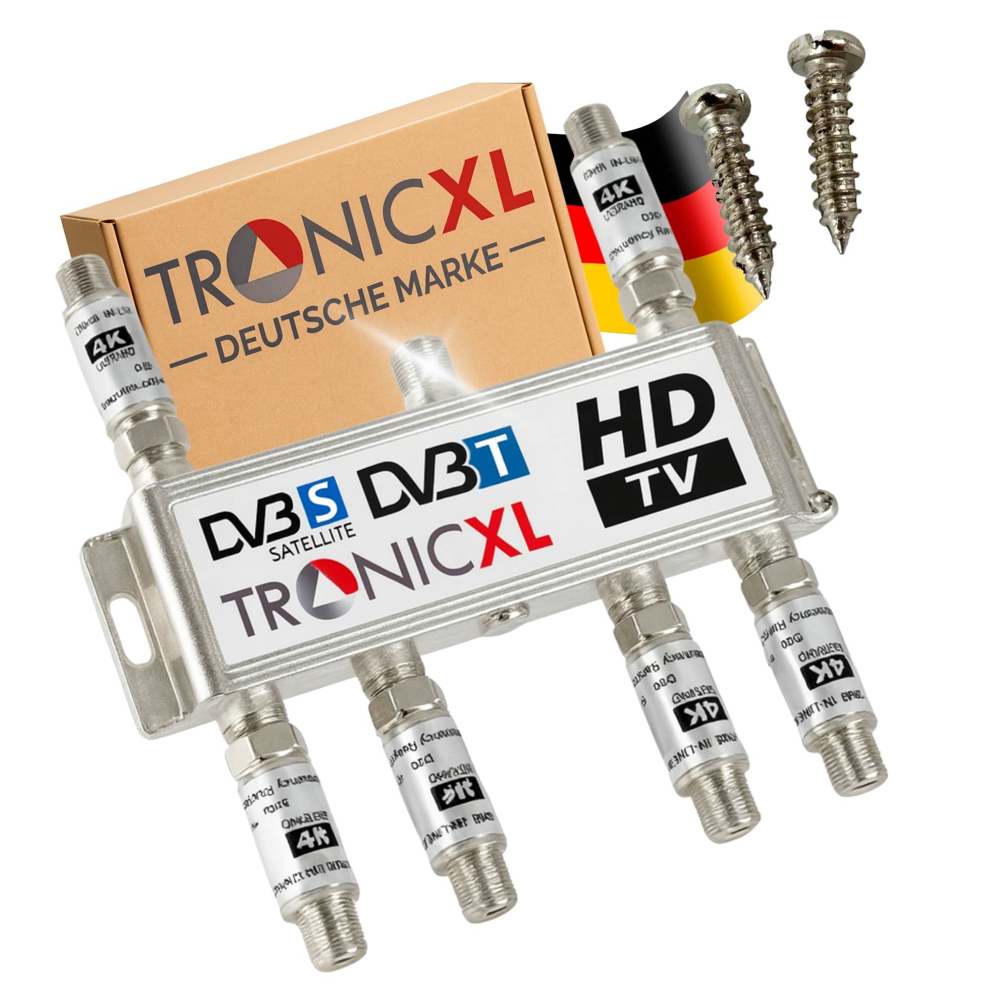 6-fach Sat Splitter 120dB Verstärker I Antennenverteiler Weiche DVB-S2 DVB-T2 Weiche mit Antennenverstärker für 3D 4K HDTV Signalverstärker für g