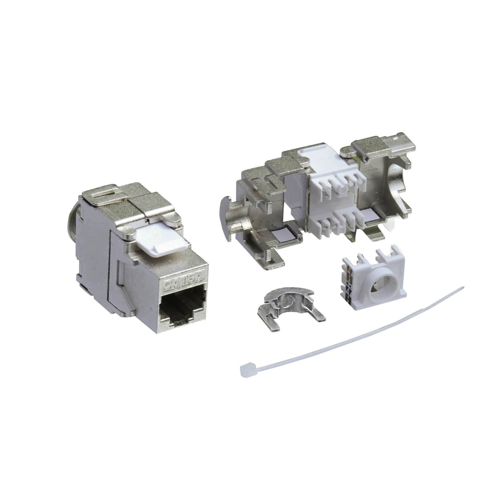 ProfiPatch Keystone RJ45 Jack Modul Cat.6a Buchse 10 Gigabit STP Netzwerk Adapter LAN für Patchpanel, Netzwerkdose, Verlegekabel