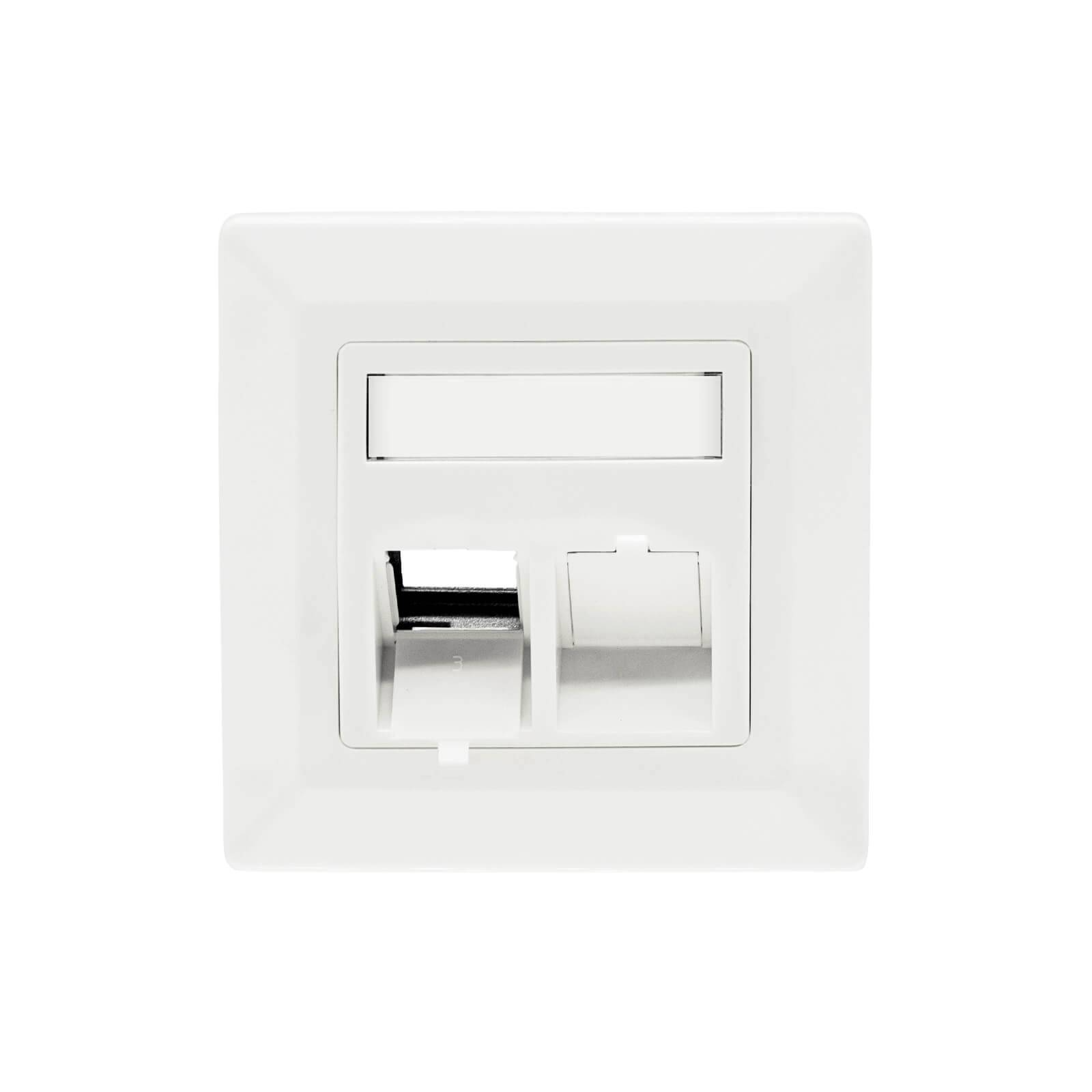 ProfiPatch Tragring Trägerrahmen 2x Keystone RJ45 Netzwerkdose integrierbar DIN 49075 reinweiß RAL 9010