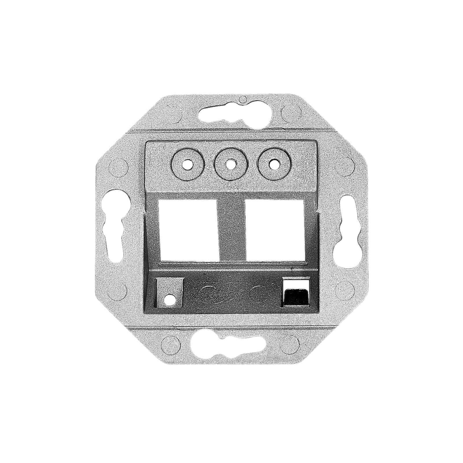 ProfiPatch Tragring Trägerrahmen 2x Keystone RJ45 Netzwerkdose integrierbar DIN 49075 reinweiß RAL 9010
