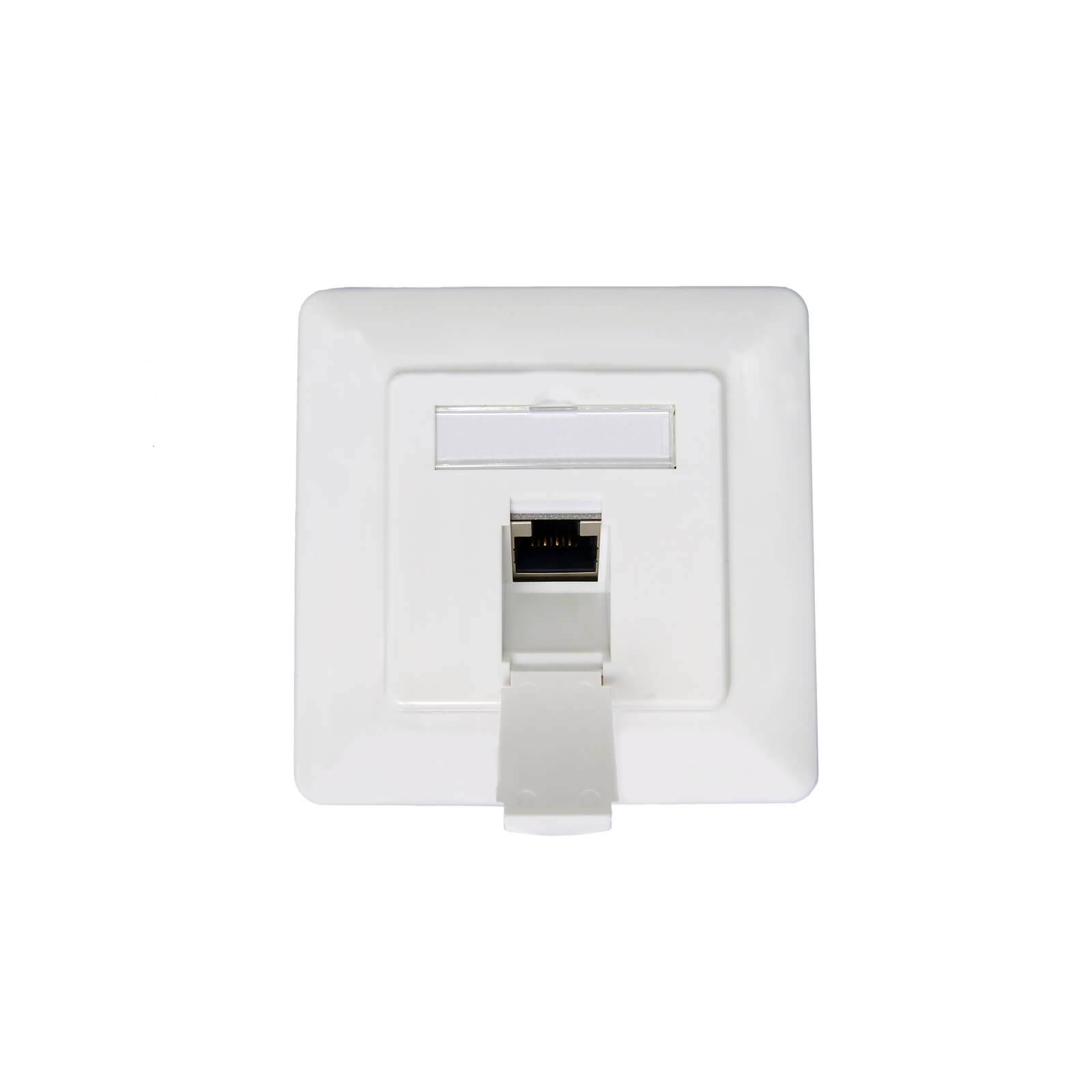 ProfiPatch Netzwerkdose LAN Dose Cat6A 500MHz Unterputz 1x RJ45 Port Anschluss rechts/links POE CAT7,CAT6A,CAT6,CAT5 geschirmt weiß