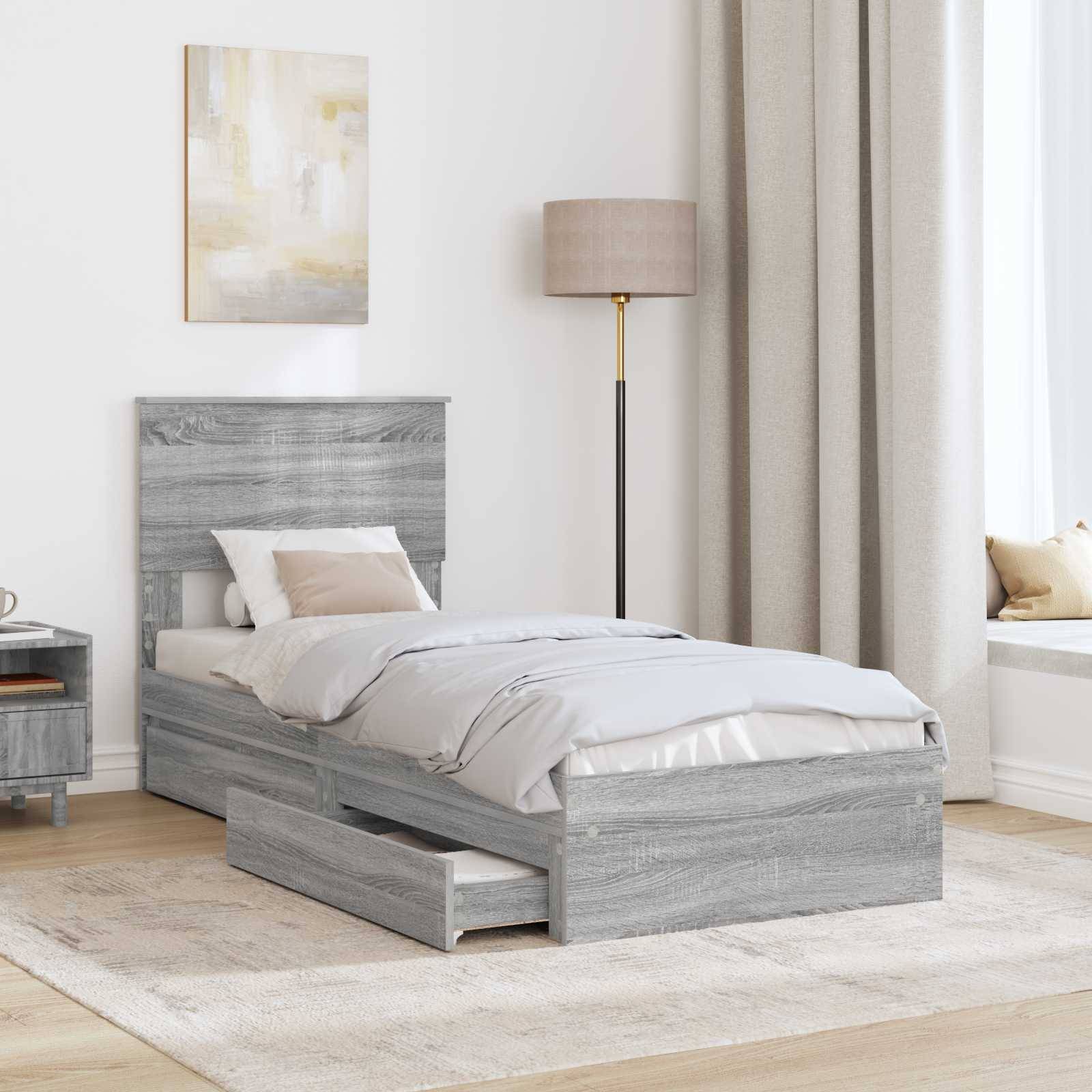 vidaXL Aufbewahrungsbett Graues Sonoma 75 x 190 cm Holzwerkstoff