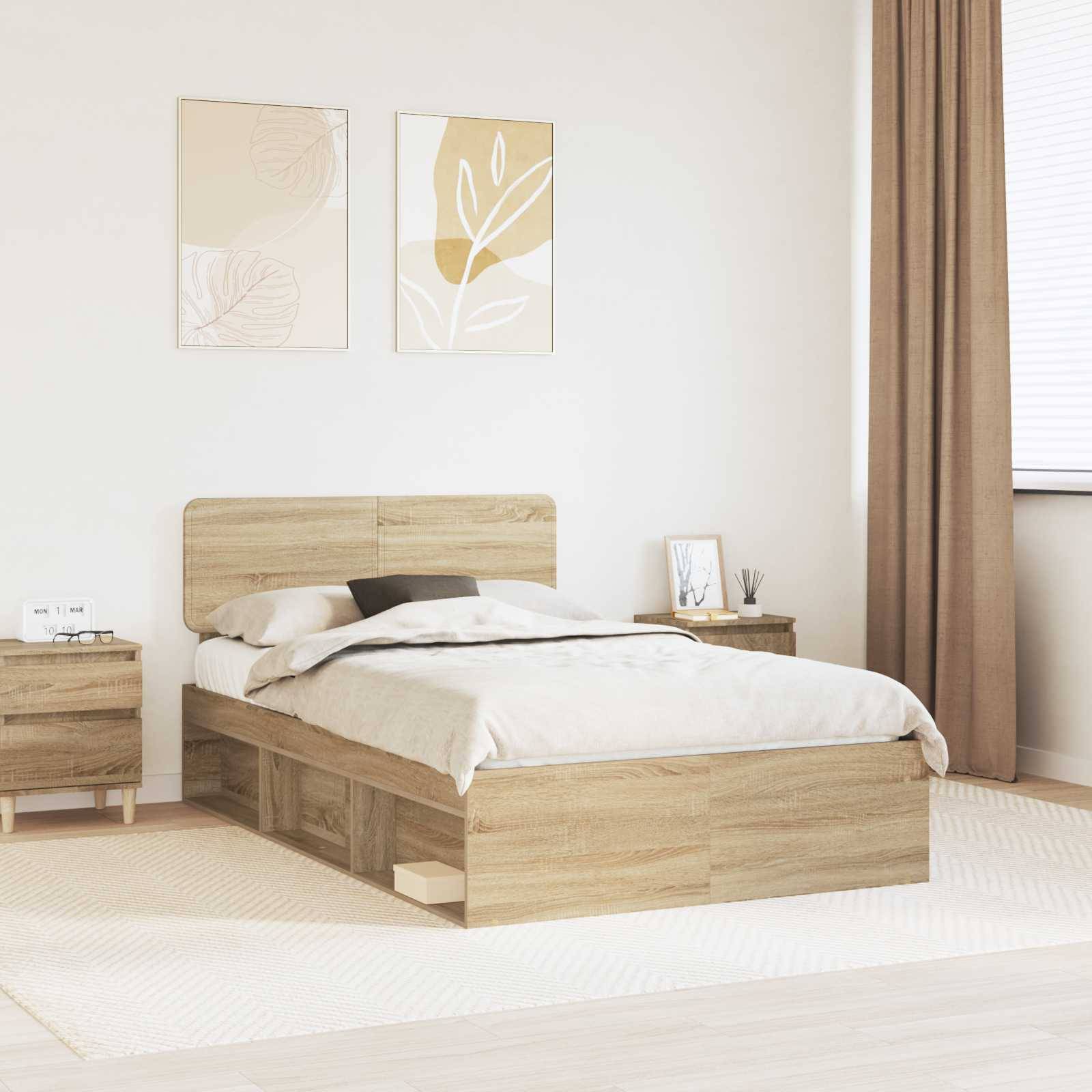 vidaXL Bettrahmen Sonoma 120 x 190 cm Massives Kiefernholz
