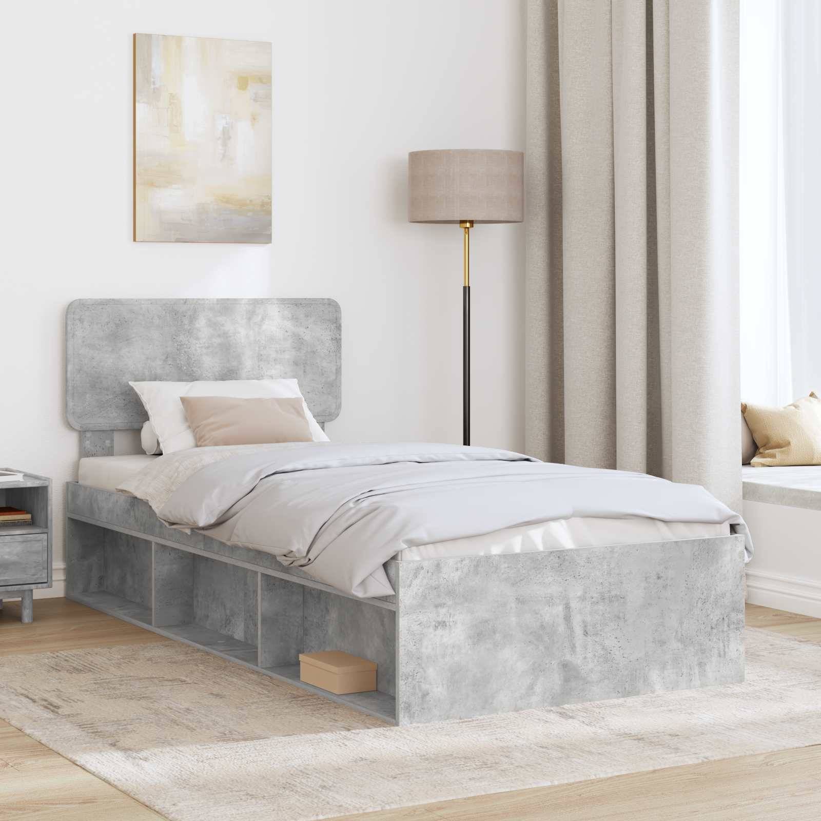 vidaXL Bettrahmen Beton Grau 100 x 200 cm Massives Kiefernholz