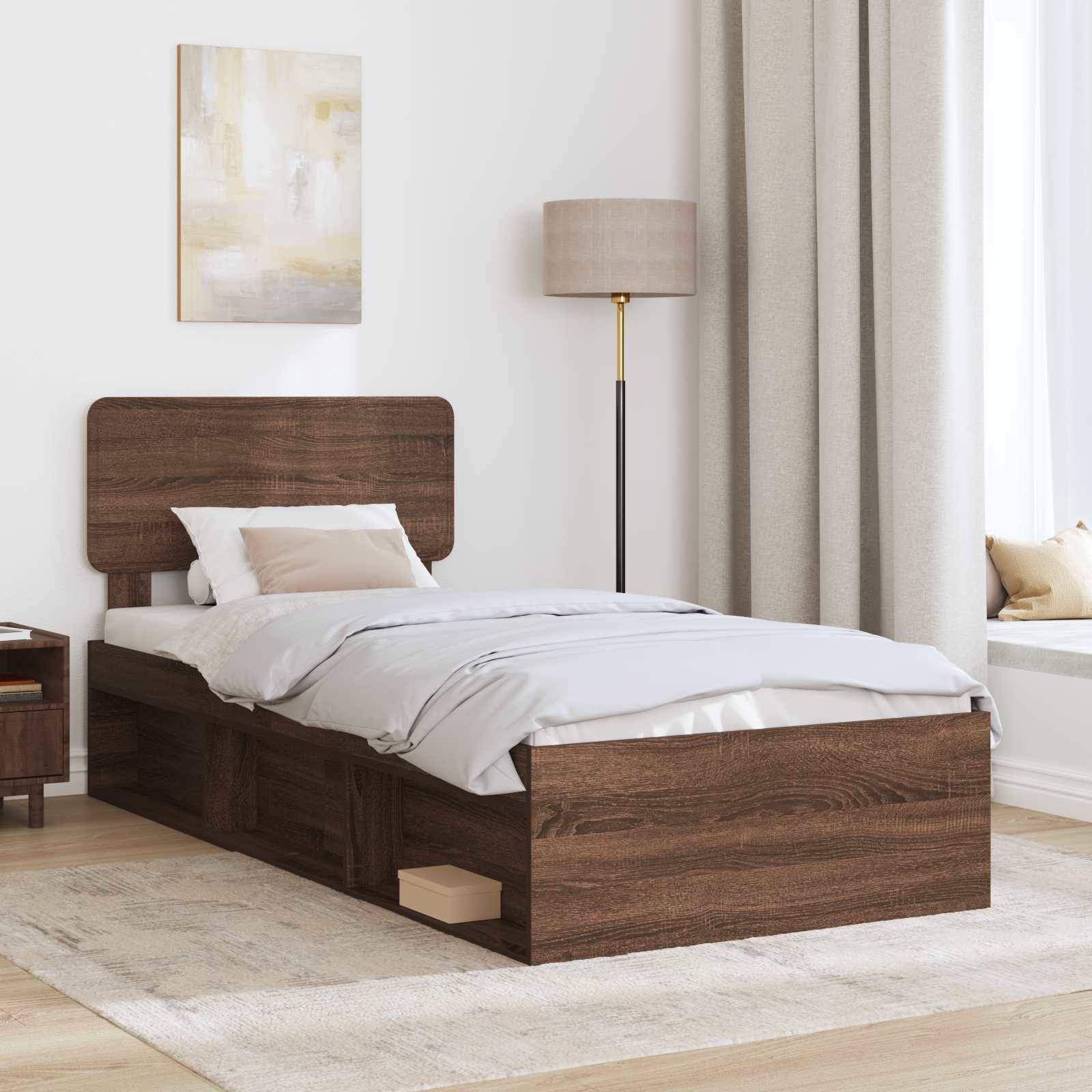 vidaXL Bettrahmen Braun Eichen-Optik 75 x 190 cm Massives Kiefernholz