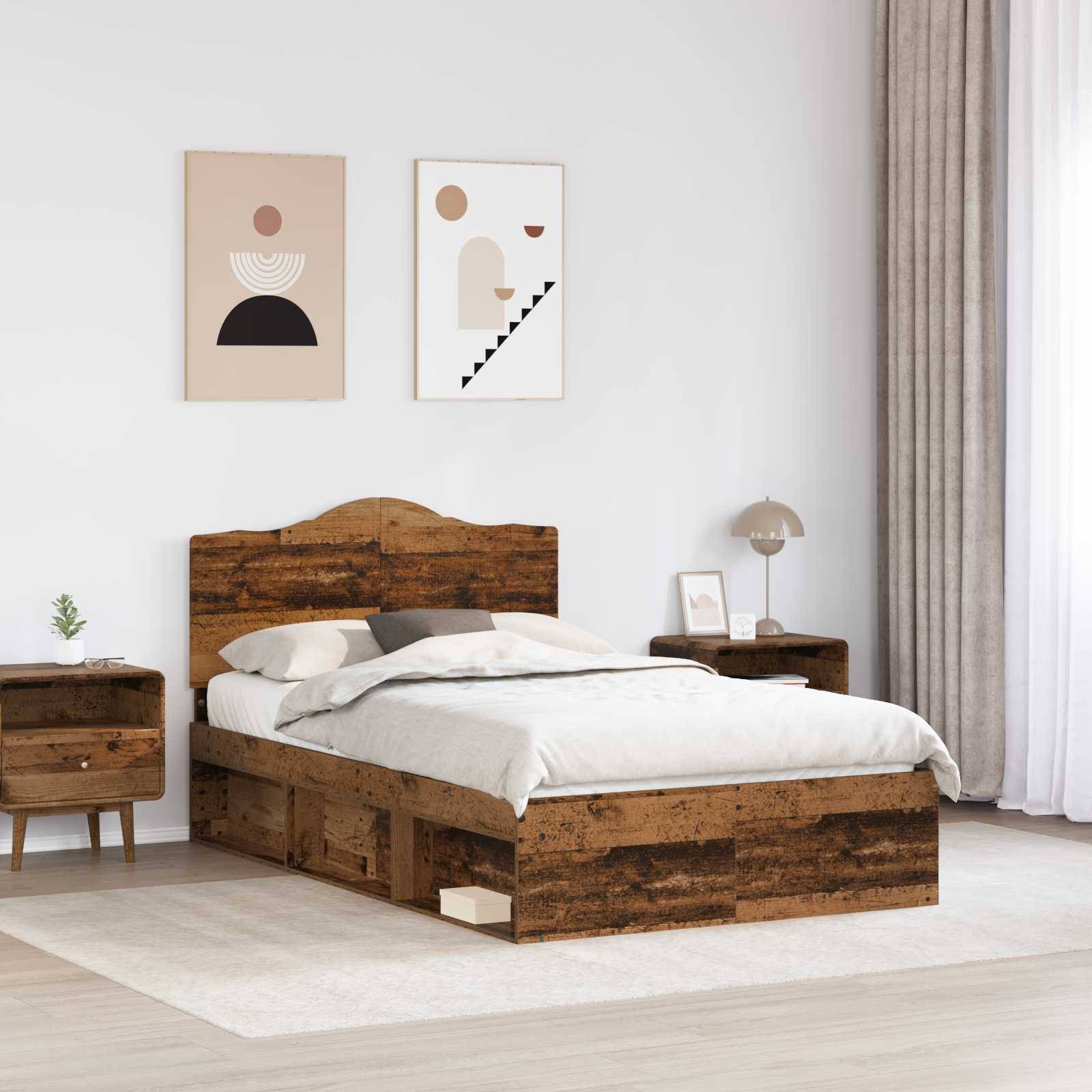 vidaXL Bettrahmen Altholz 120 x 200 cm Massives Kiefernholz