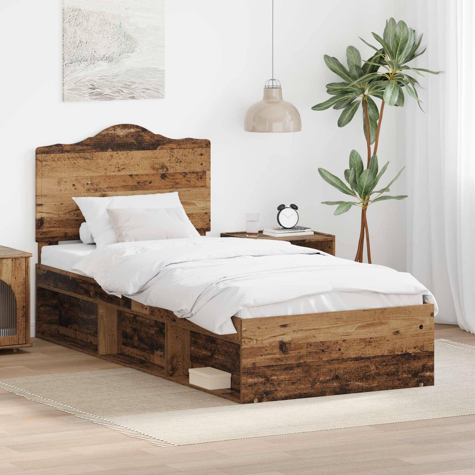 vidaXL Bettrahmen Altholz 90 x 190 cm Massives Kiefernholz
