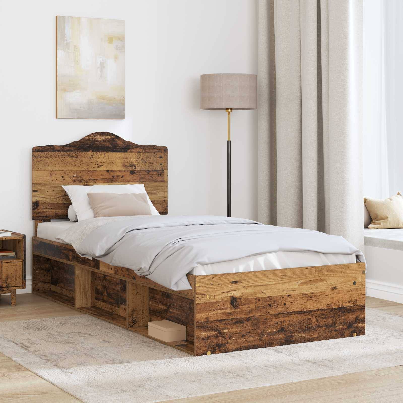 vidaXL Bettrahmen Altholz 90 x 190 cm Massives Kiefernholz