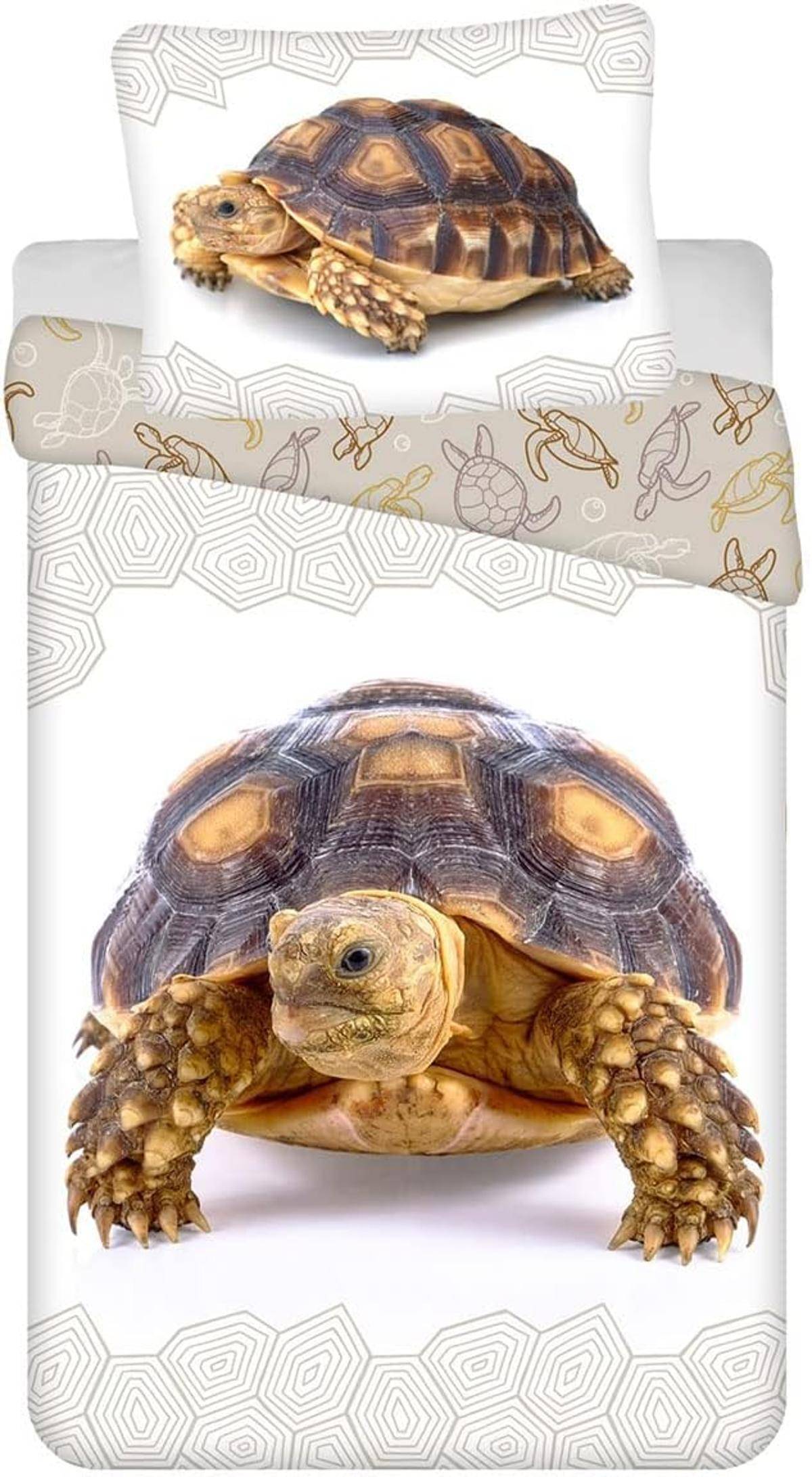 Jerry Fabrics Bettwäsche Kind Schildkröte 140 x 200 + 70x90 cm 100 % Baumwolle
